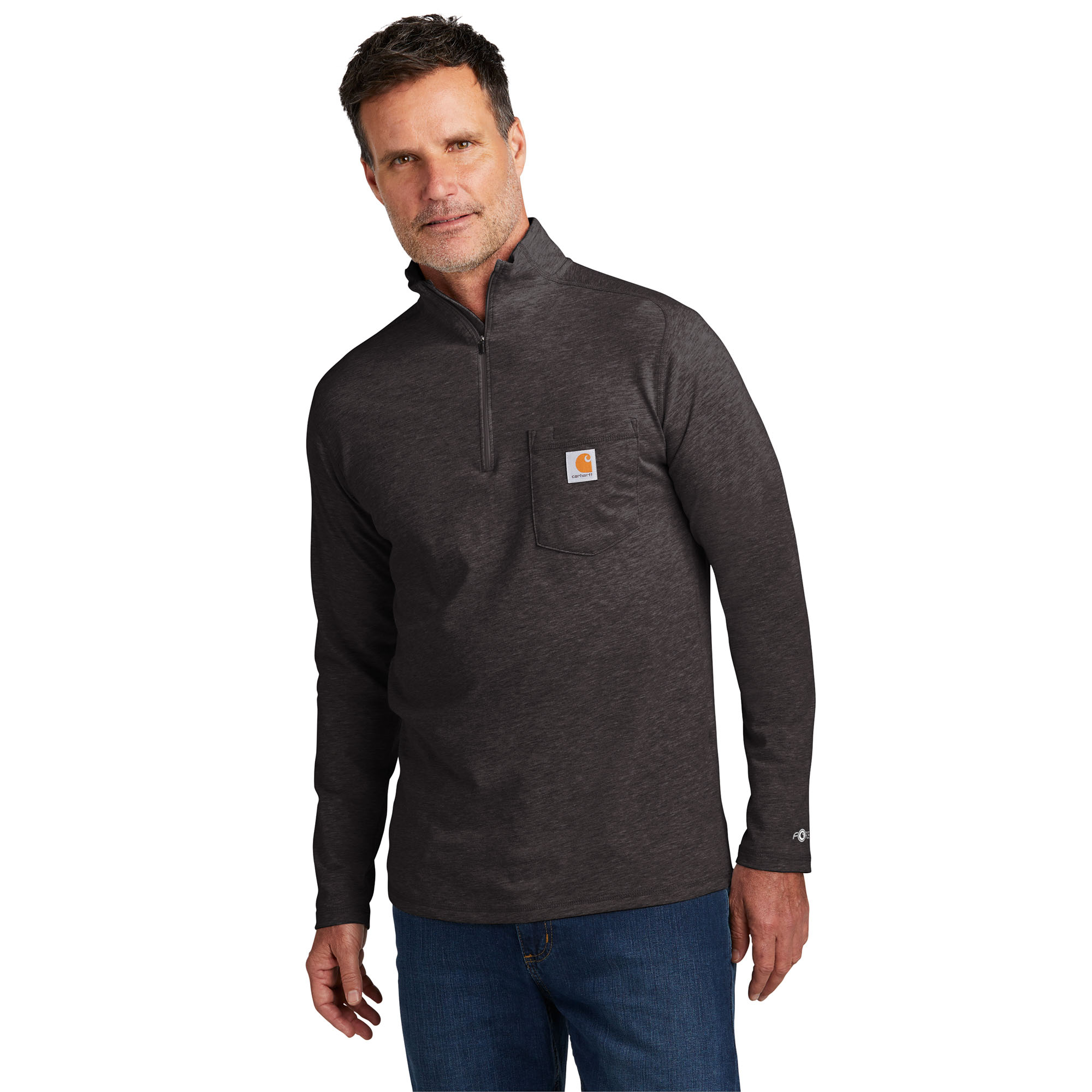 Carhartt 104255 Force 1/4-Zip Long Sleeve T-Shirt - Carbon