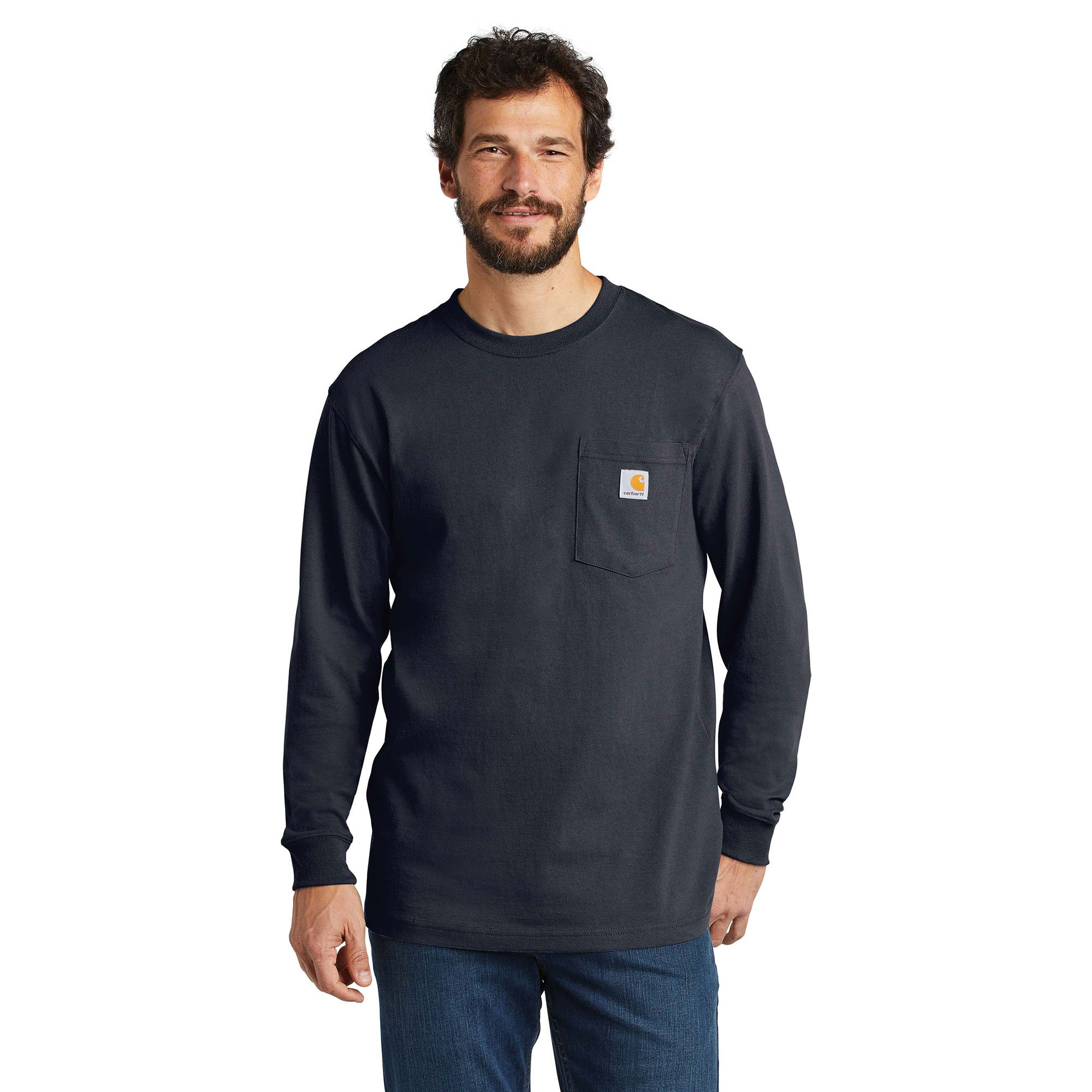 Carhartt K126 Workwear Pocket Long Sleeve T-Shirt - Navy | Full Source