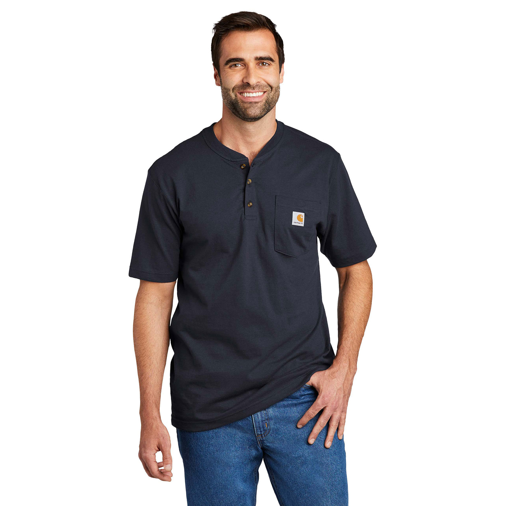 Carhartt K84 Workwear Short Sleeve Henley T-Shirt - Navy | Full Source