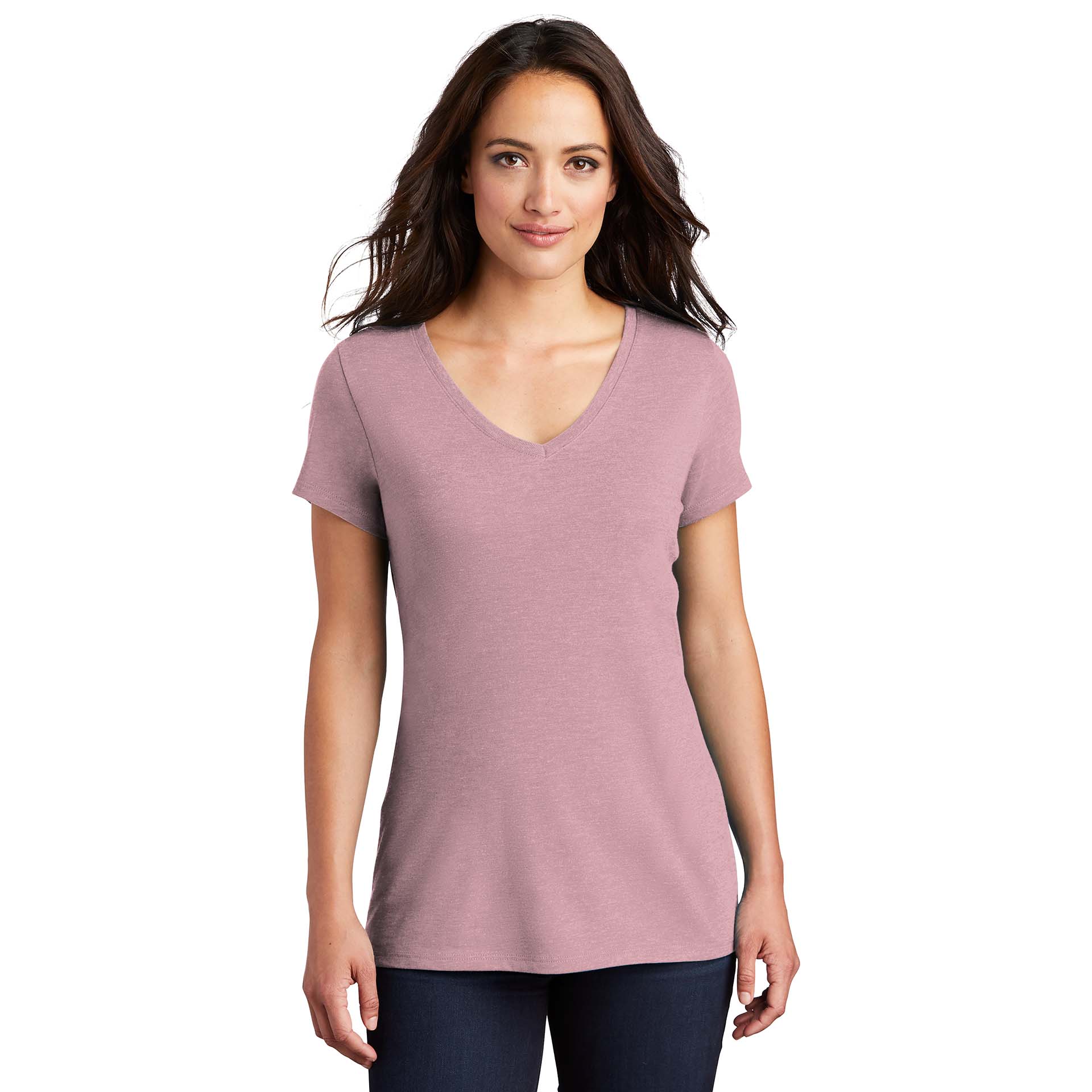 District DM1350L Women's Perfect Tri V-Neck Tee - Heathered