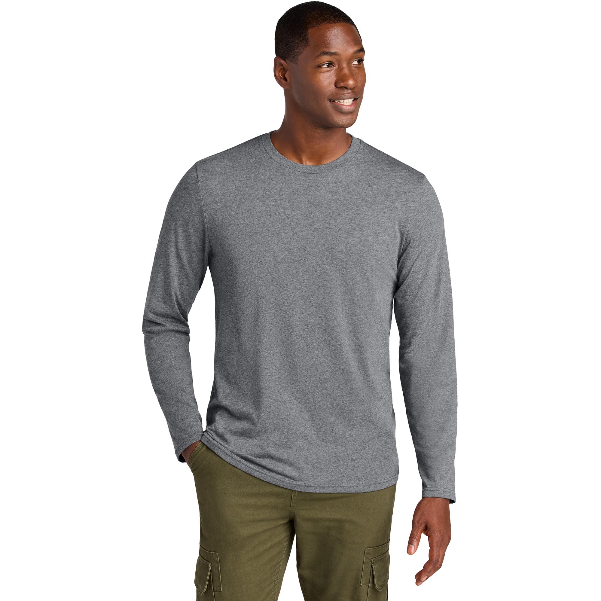 District DT185 Perfect Weight CVC Long Sleeve Tee - Graphite