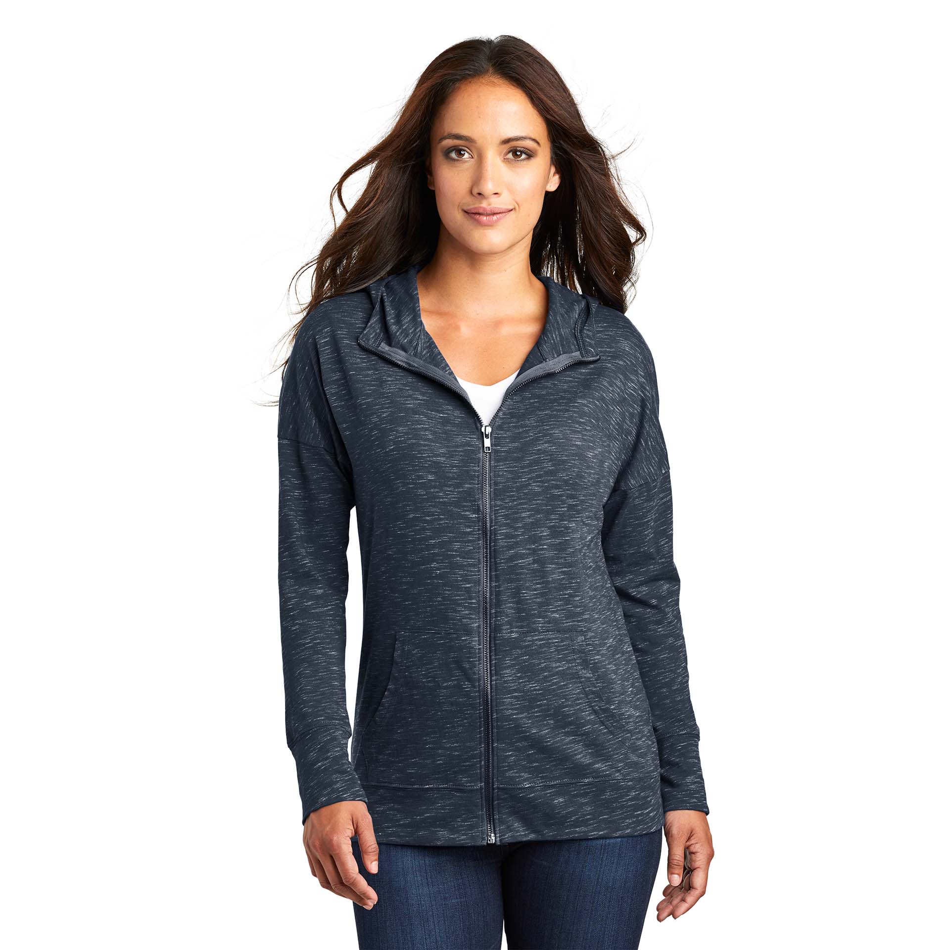 District DT665 Women's Medal Full-Zip Hoodie - New Navy | Full Source