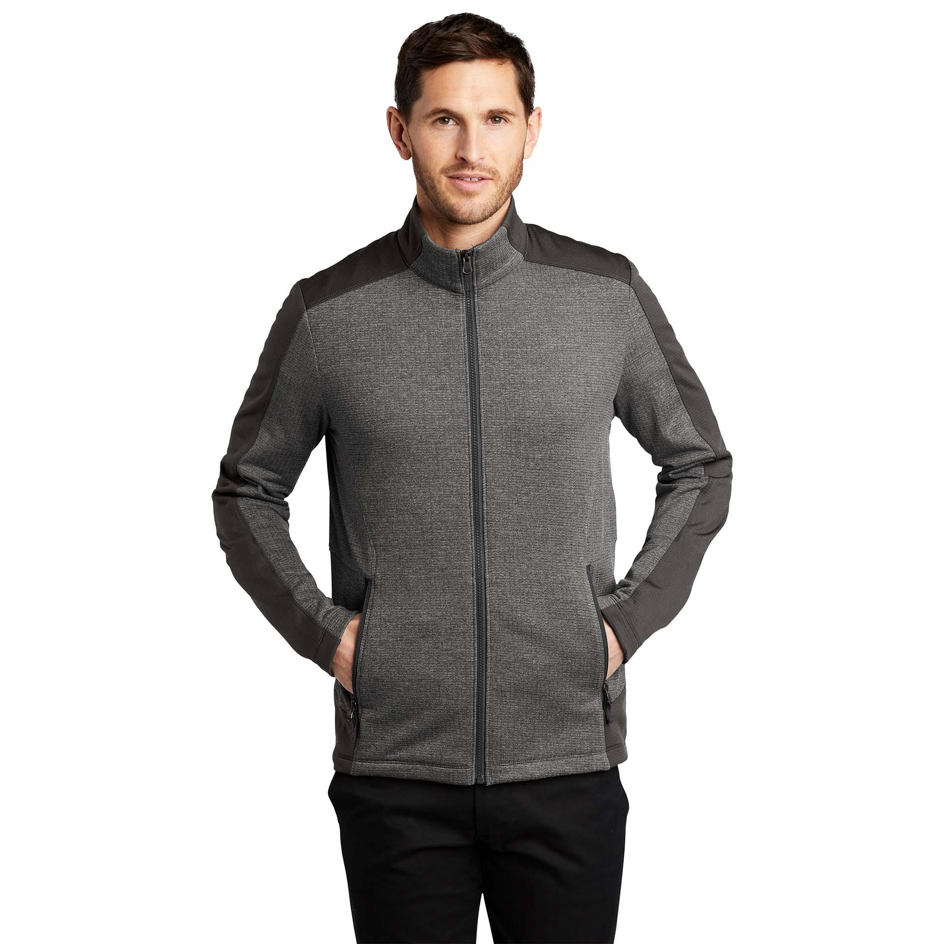 Port Authority F239 Grid Fleece Jacket - Grey Smoke Heather/ Grey Smoke ...