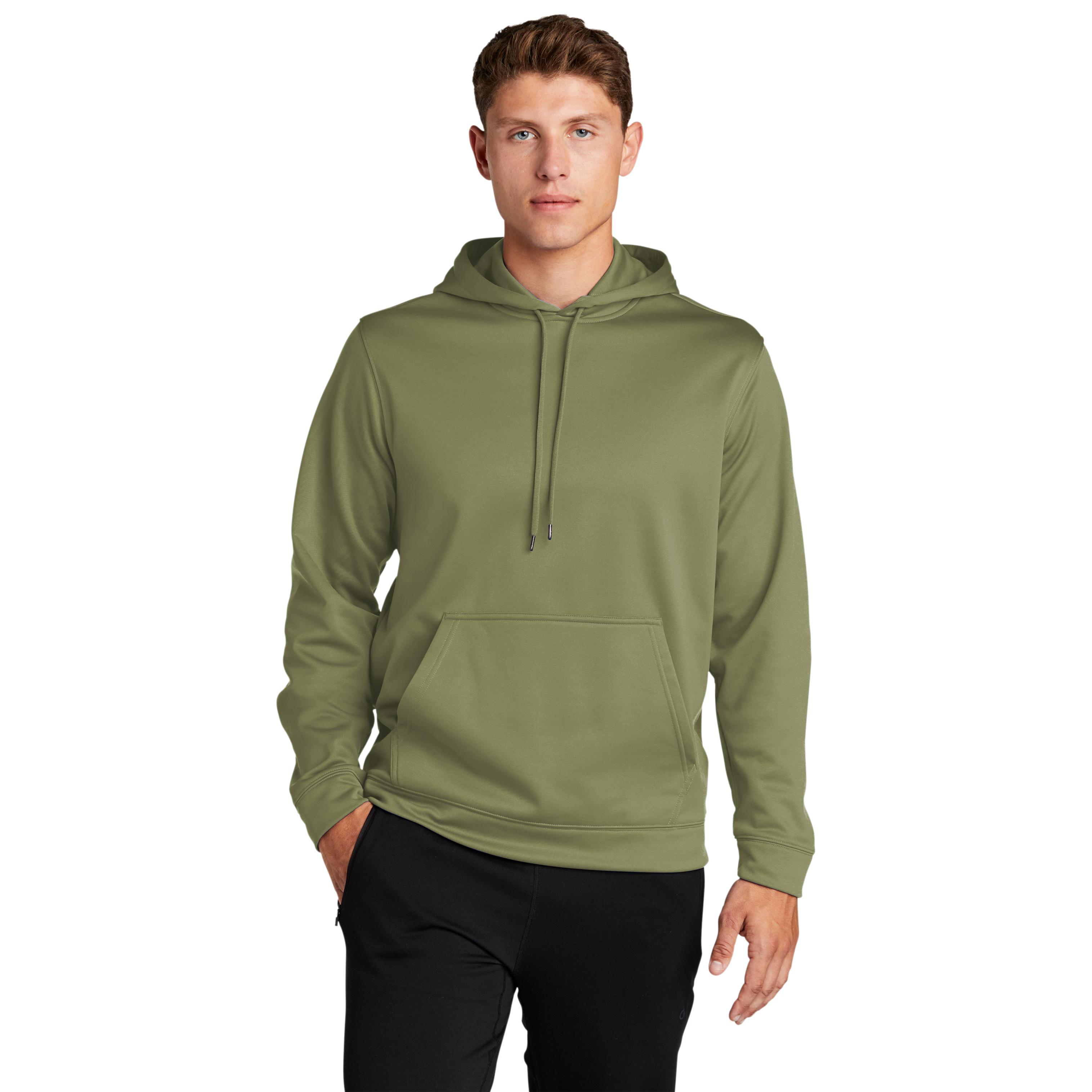 Sport-Tek F244 Sport-Wick Fleece Hooded Pullover Sweatshirt - Olive ...