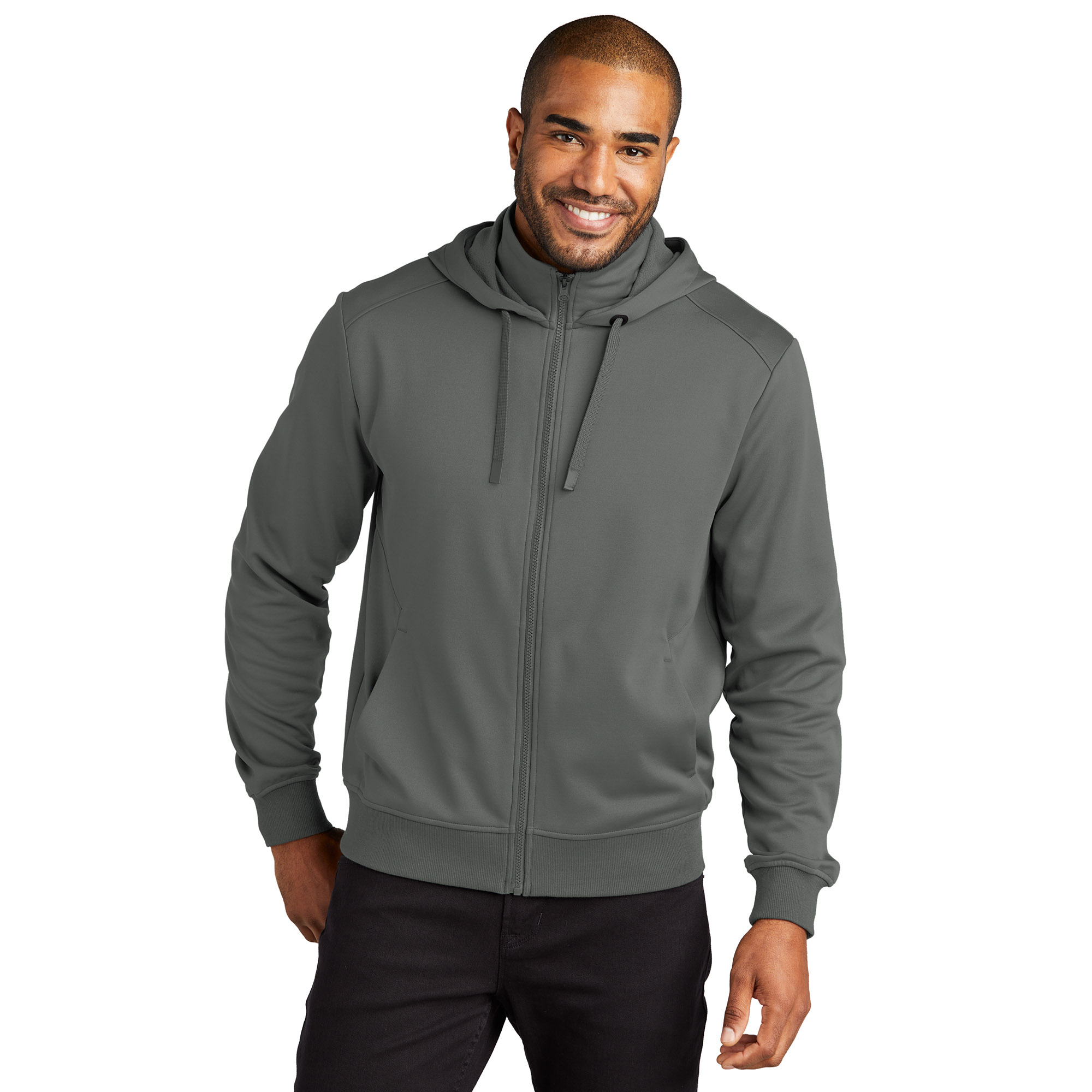 Port Authority F814 Smooth Fleece Hooded Jacket - Graphite | Full Source