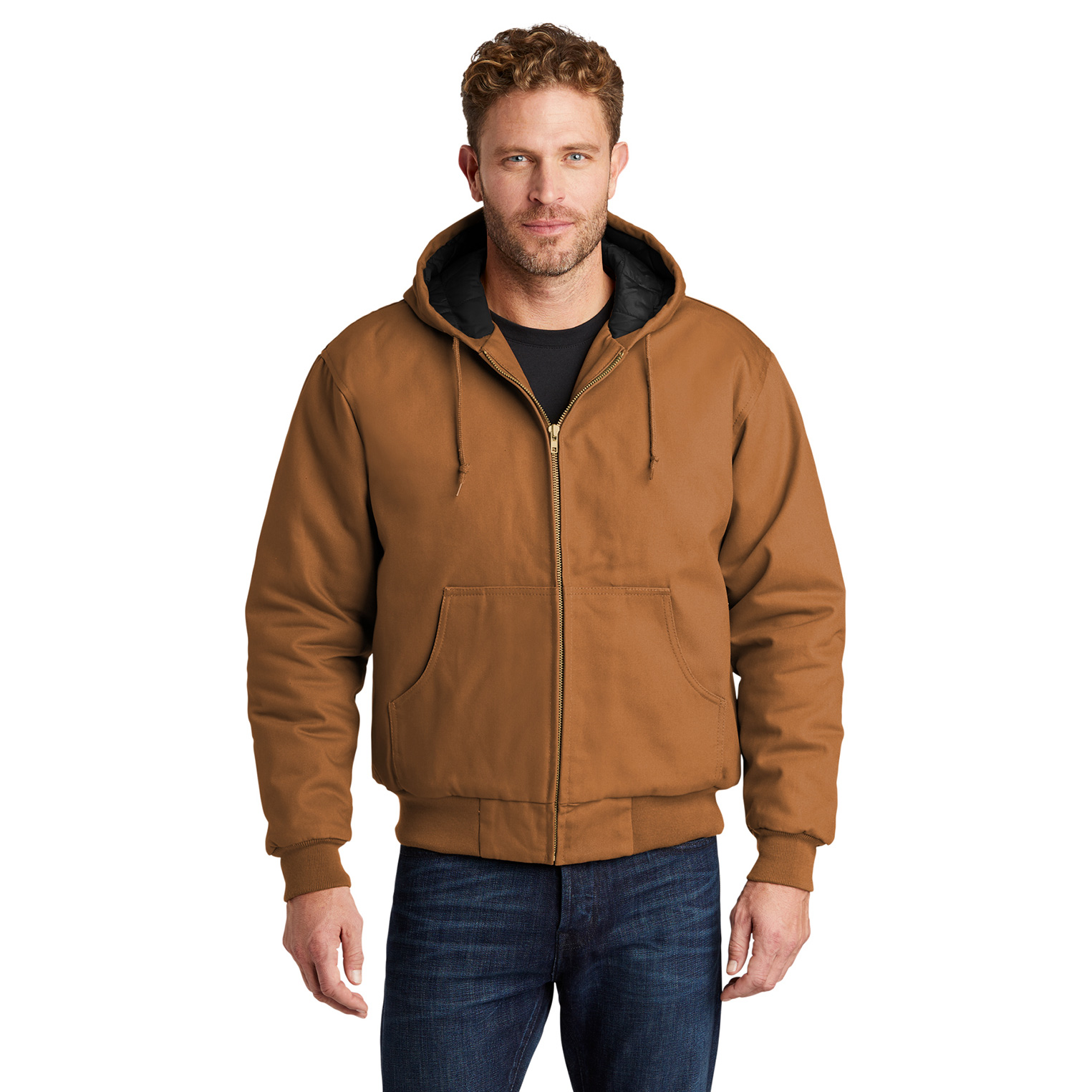 CornerStone J763H Duck Cloth Hooded Work Jacket - Duck Brown