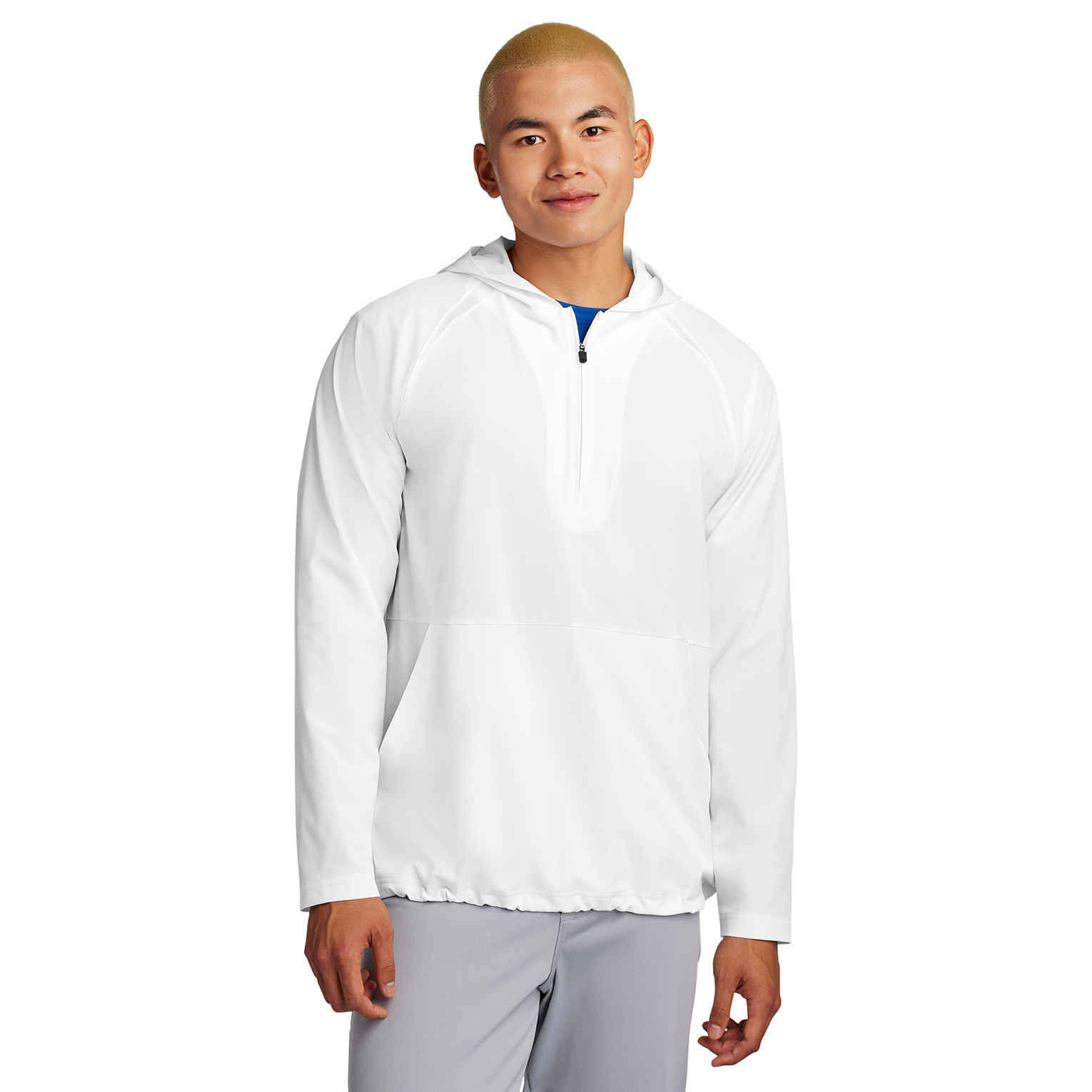 Sport-Tek JST488 Repeat 1/2-Zip Long Sleeve Hooded Jacket - White ...