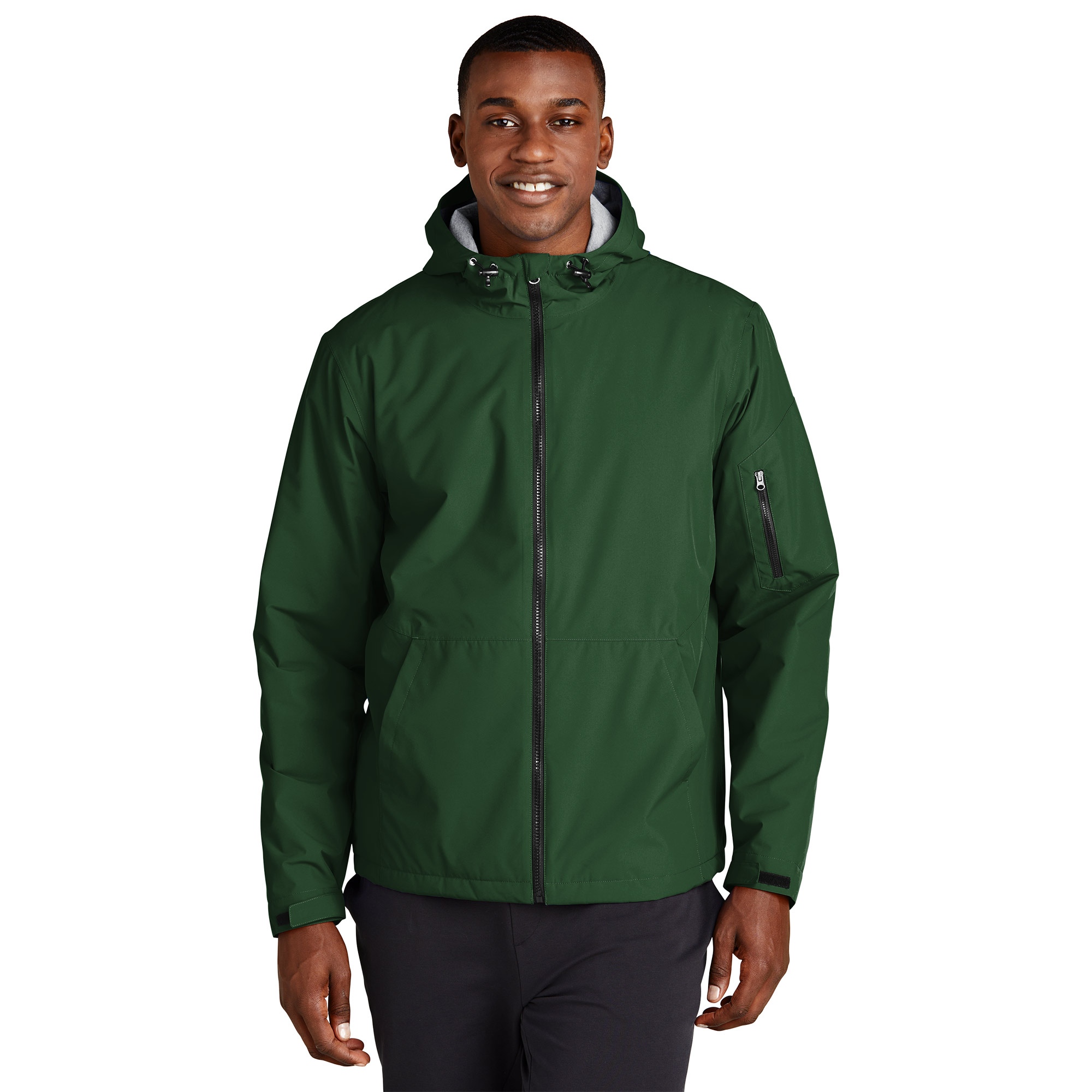 Sport-Tek JST56 Waterproof Insulated Jacket - Forest Green | Full