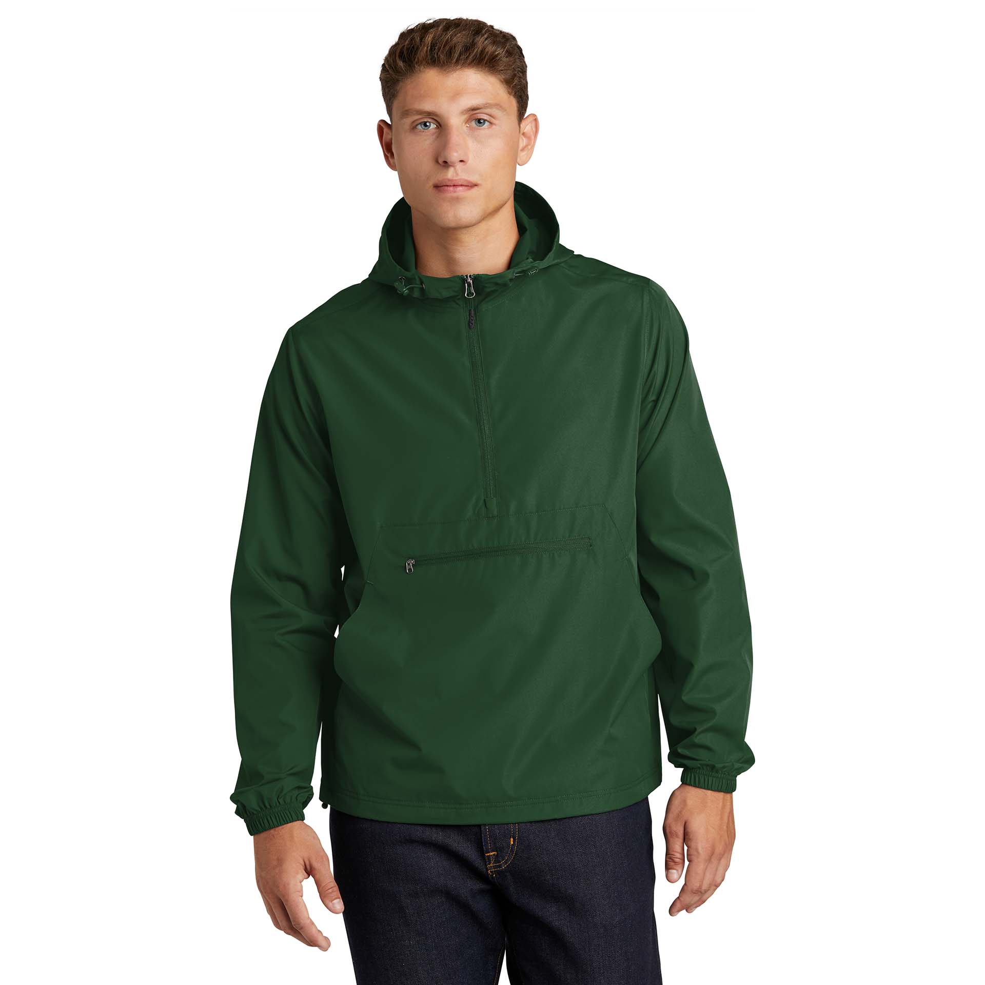 Sport Tek JST66 Packable Anorak Forest Green Full Source