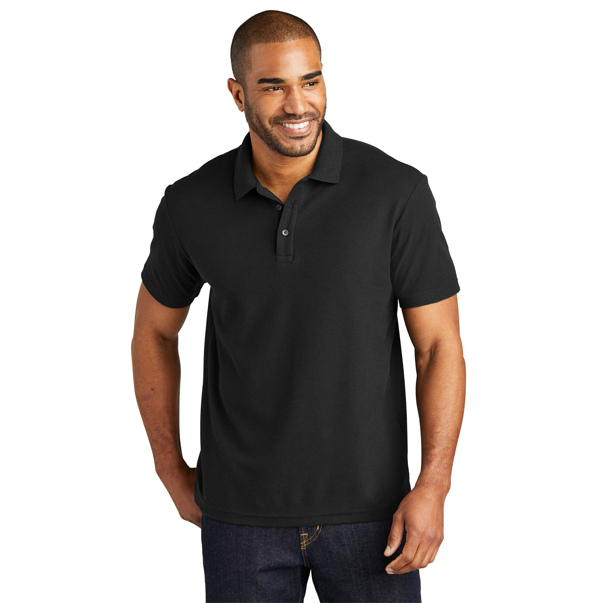 Port Authority K867 C-free Cotton Blend Pique Polo - Black 