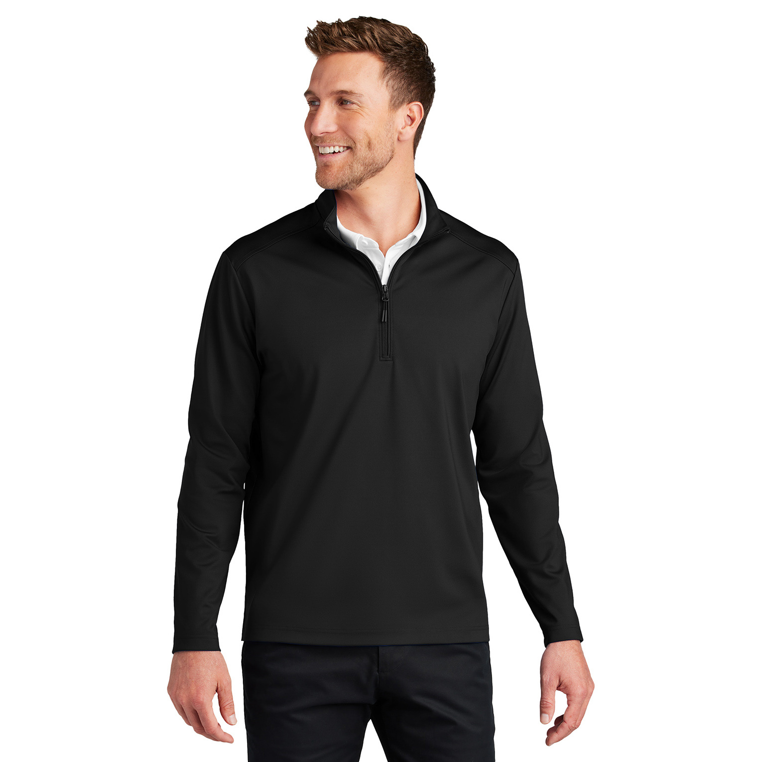 りー Port Authority K880 C-FREE Double Knit 1/4-Zip - Deep Black | Full