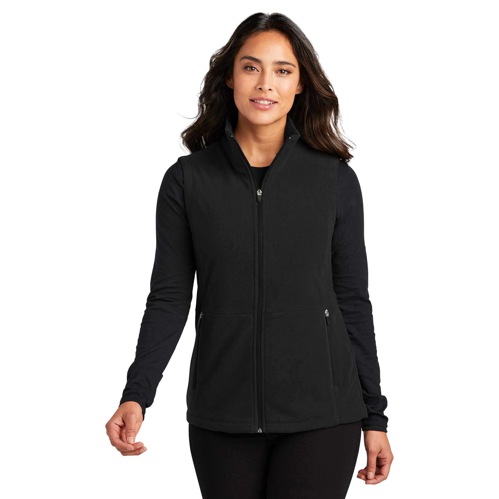 Port Authority L152 Ladies Accord Microfleece Vest - Black | Full