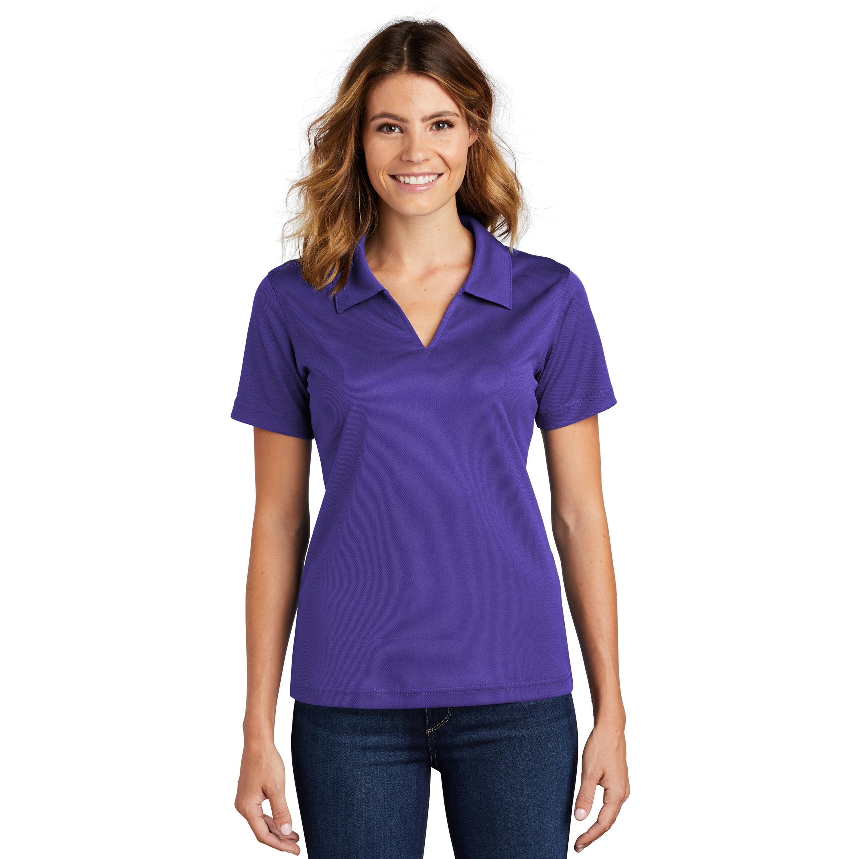Sport-Tek L469 Ladies Dri-Mesh V-Neck Polo Shirt - Purple | Full Source