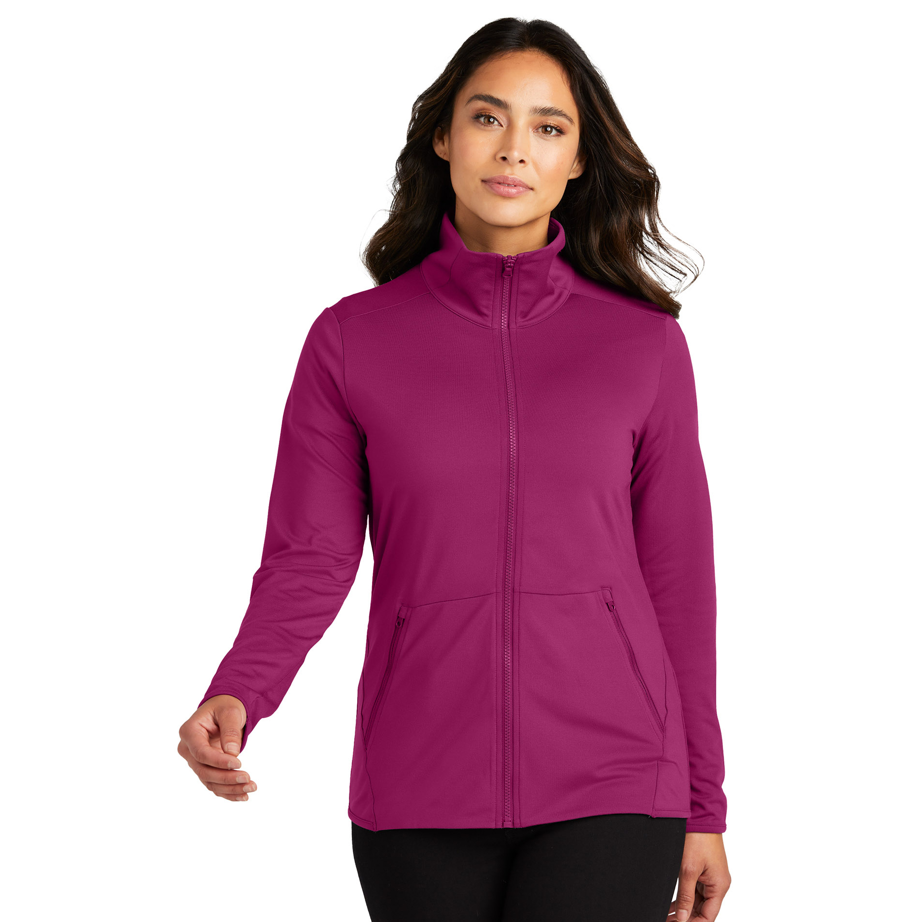 Port Authority LK595 Ladies Accord Stretch Fleece Full-Zip - Wine ...