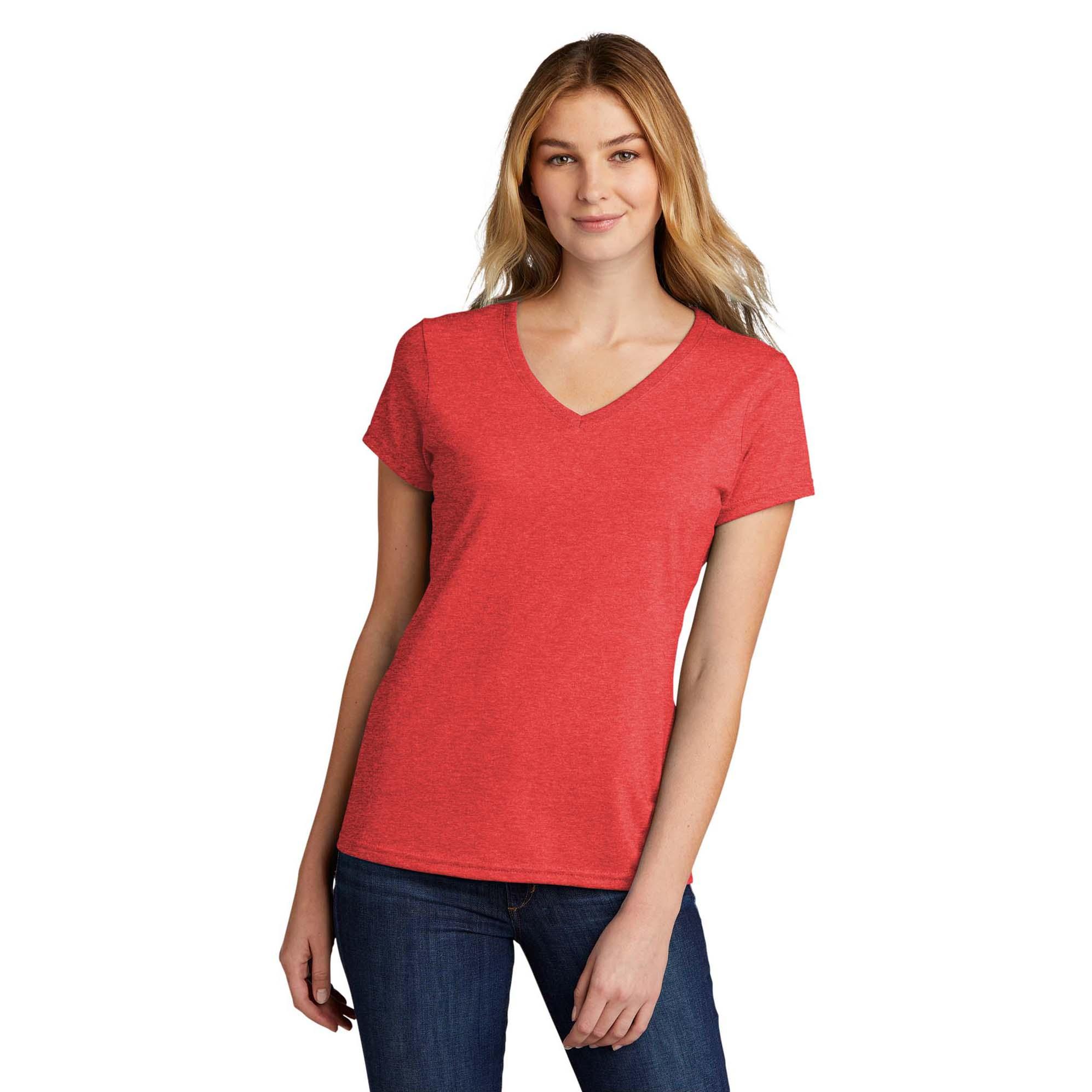 Port & Company LPC330V Ladies Tri-Blend V-Neck Tee - Bright Red Heather ...