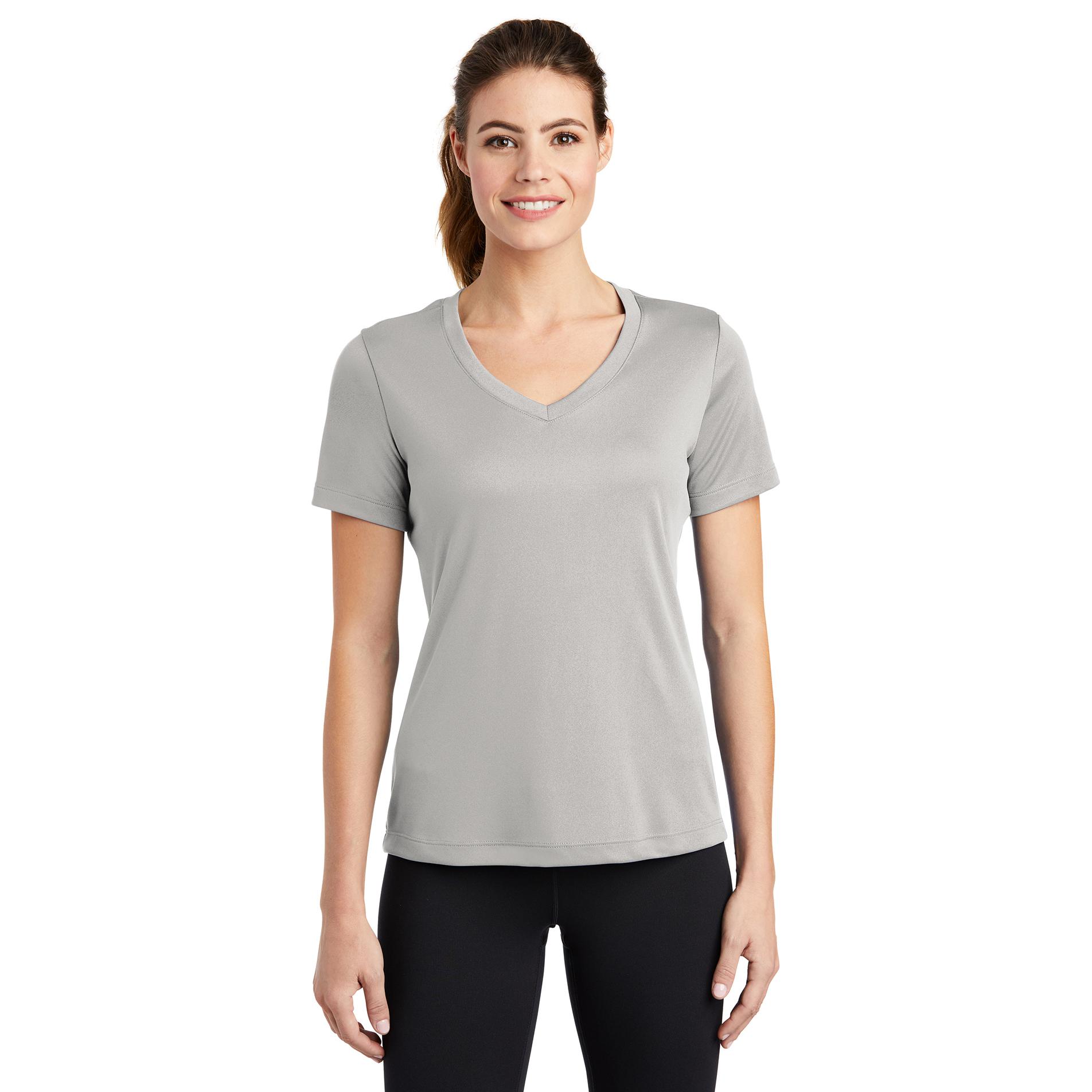 SportTek LST353 Ladies VNeck PosiCharge Competitor Tee Silver