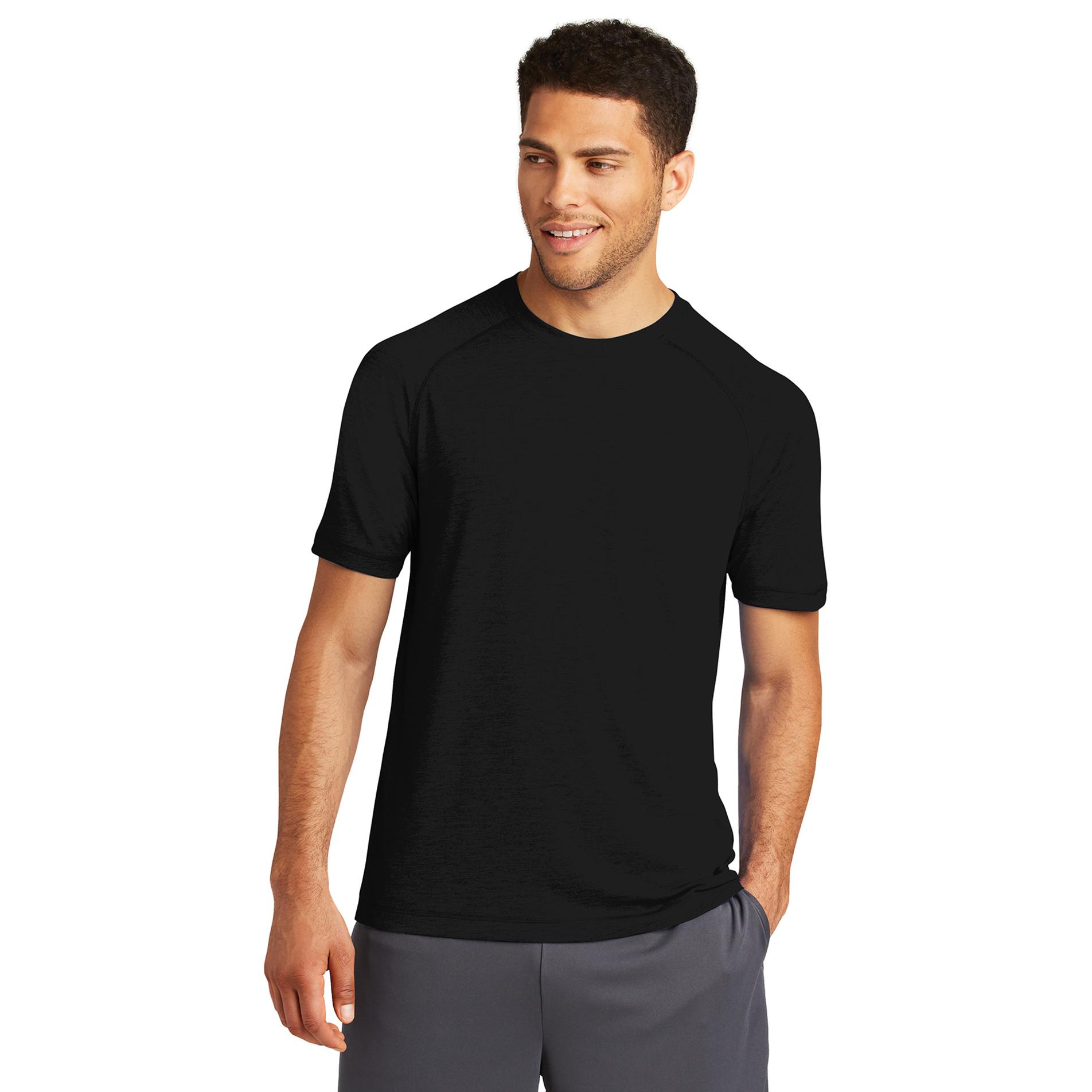 Sport-Tek ST400 PosiCharge Tri-Blend Wicking Raglan Tee - Black Triad ...