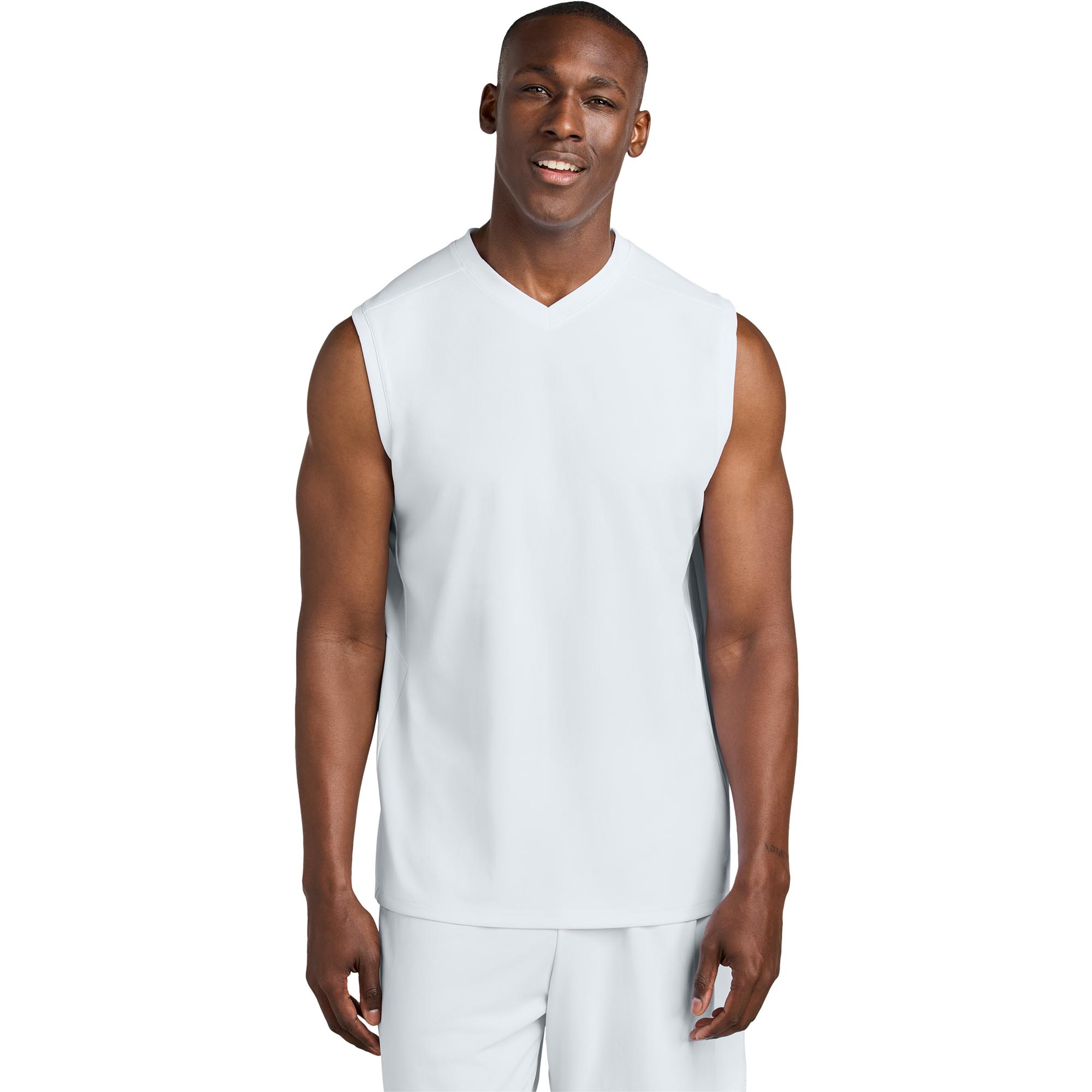 Sport-Tek ST441 Club Sleeveless V-Neck - White | Full Source