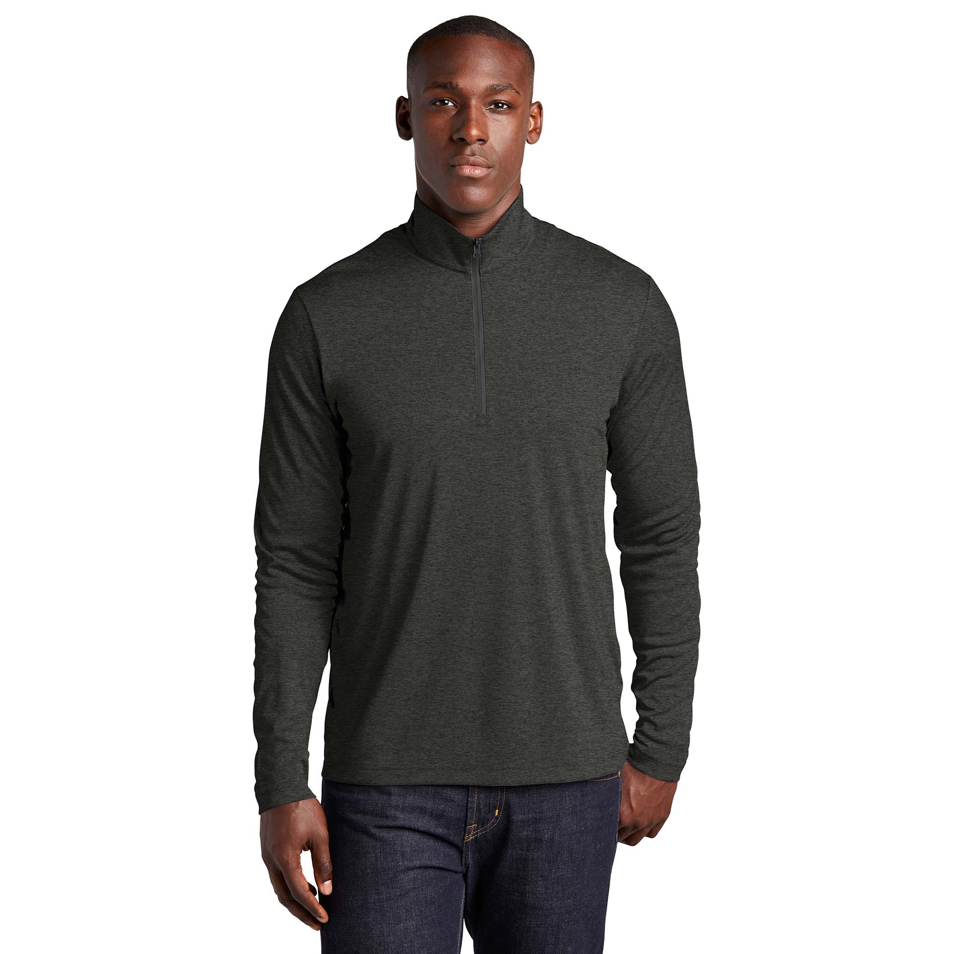 Sport-Tek ST469 Endeavor 1/4-Zip Pullover - Black Heather | Full