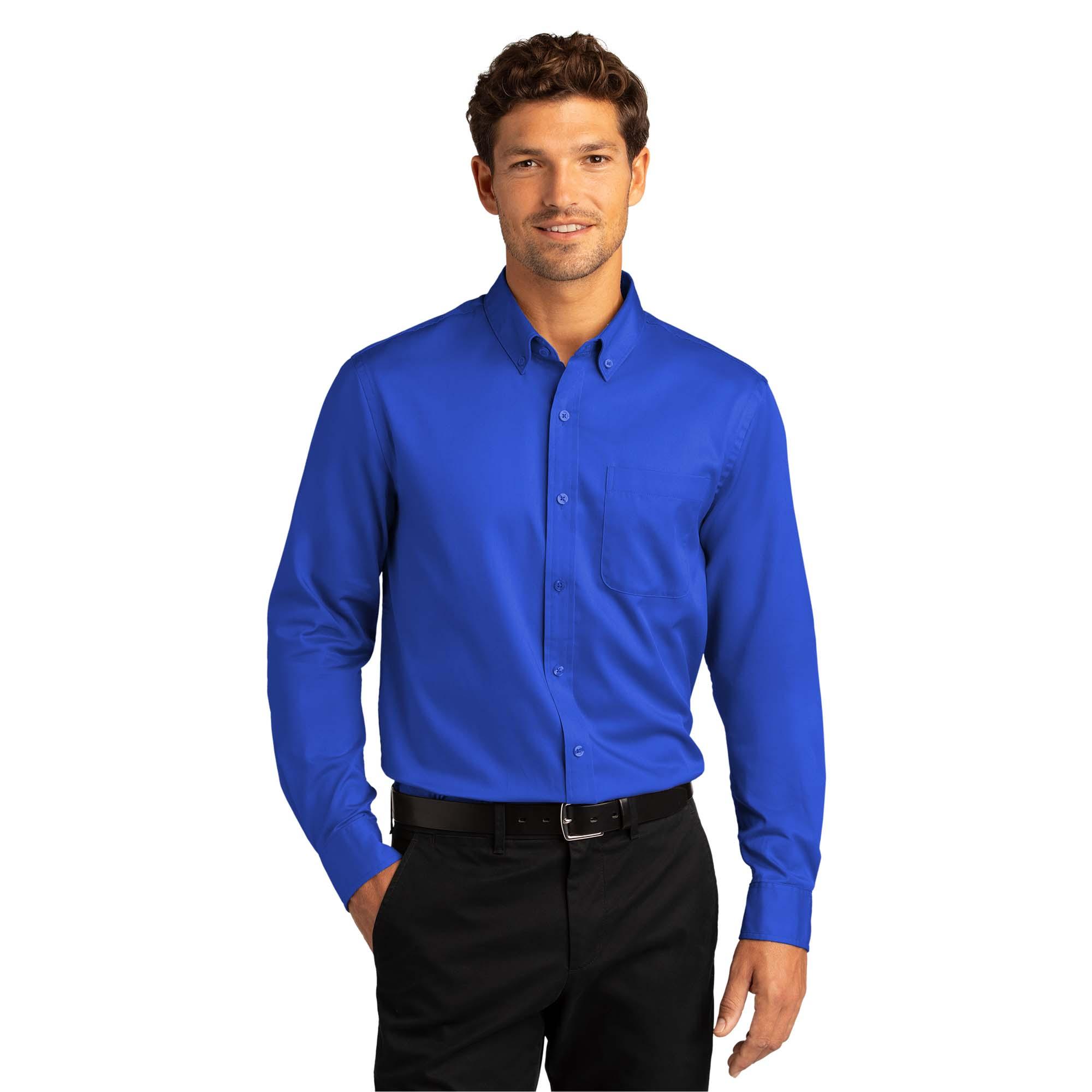 Port Authority W808 Long Sleeve SuperPro React Twill Shirt - True Royal ...