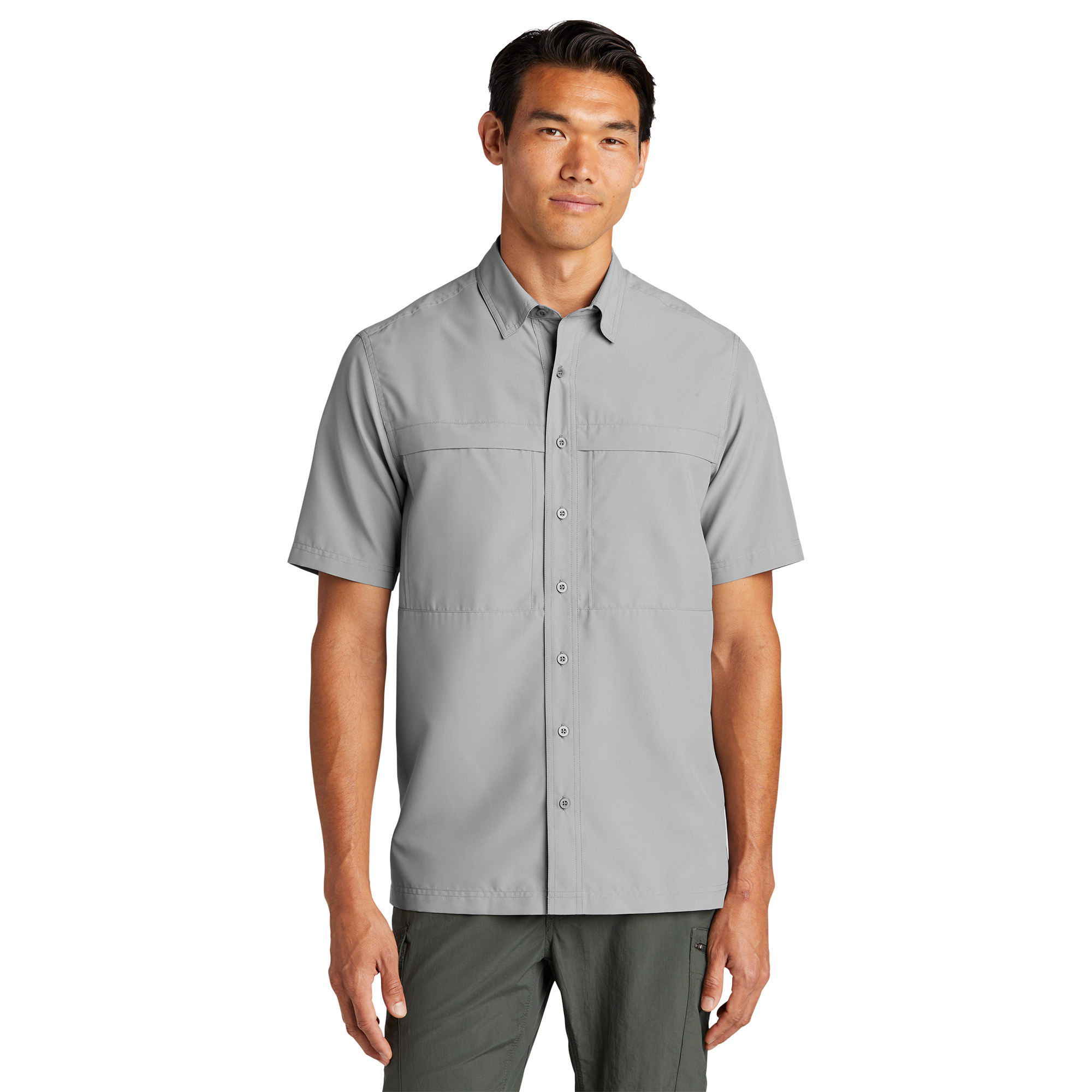 Port Authority W961 Short Sleeve UV Daybreak Shirt - Gusty Grey | Full ...