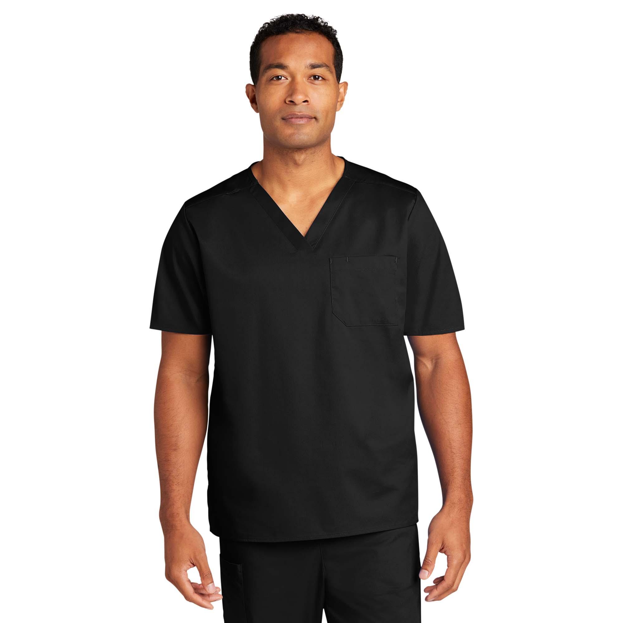 Wink WW3160 Unisex WorkFlex Chest Pocket V-Neck Scrub Top - Black