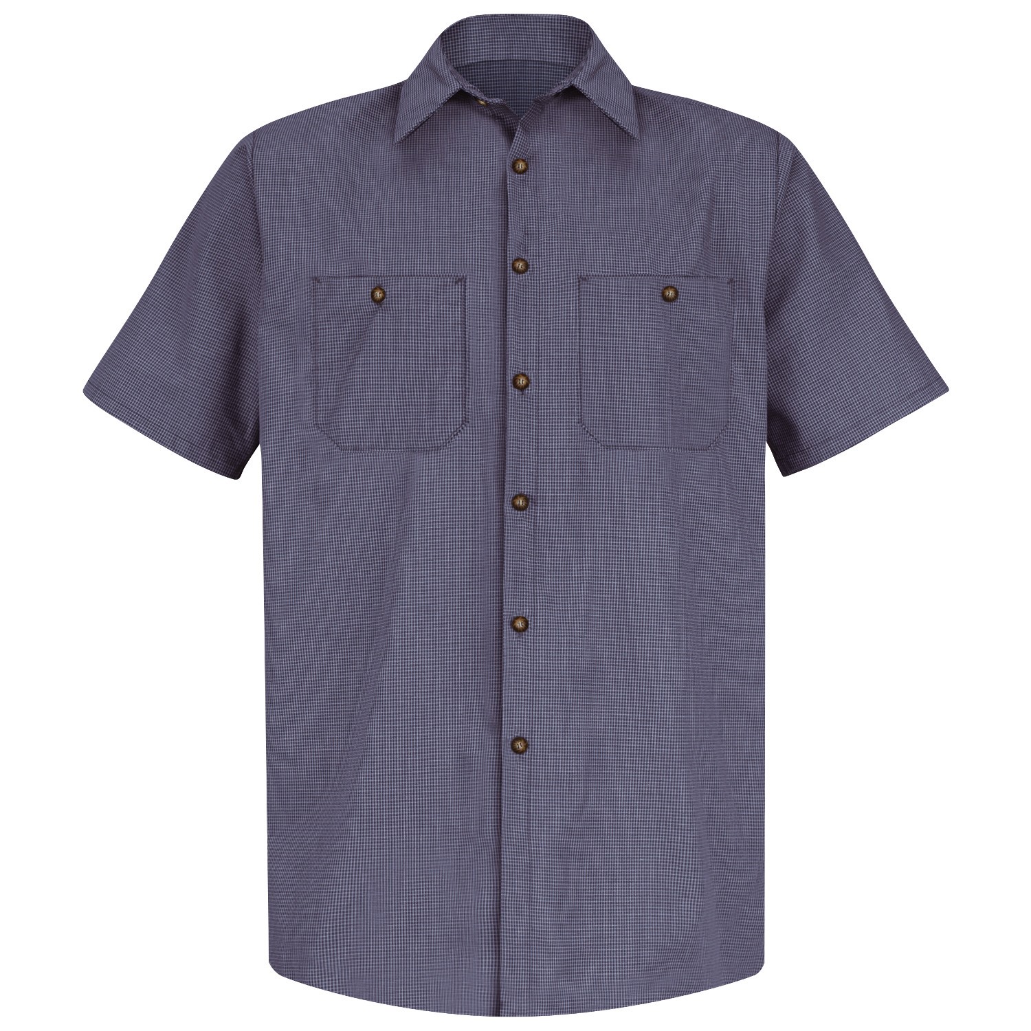 Red Kap SP20 Men's Micro Check Uniform Shirt - Short Sleeve - Blue ...