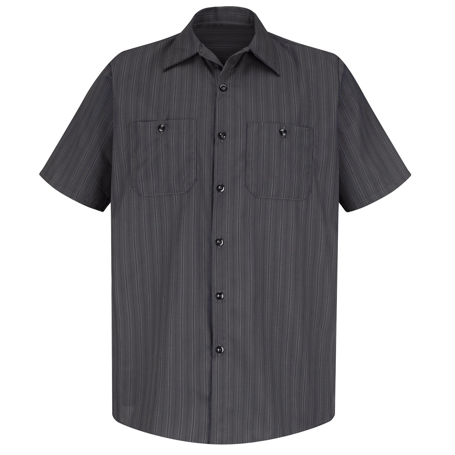 Red Kap SP20 Men's Industrial Stripe Poplin Work Shirt - Short Sleeve ...