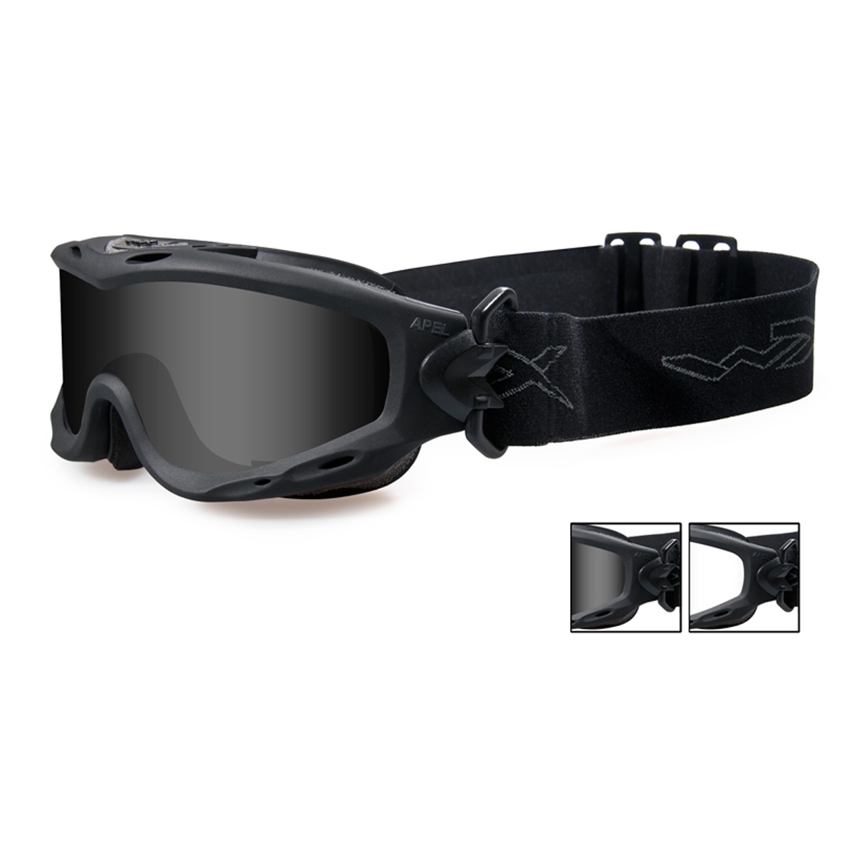 Wiley X Spear Goggles - Black Frame - Grey & Clear Lenses | Full