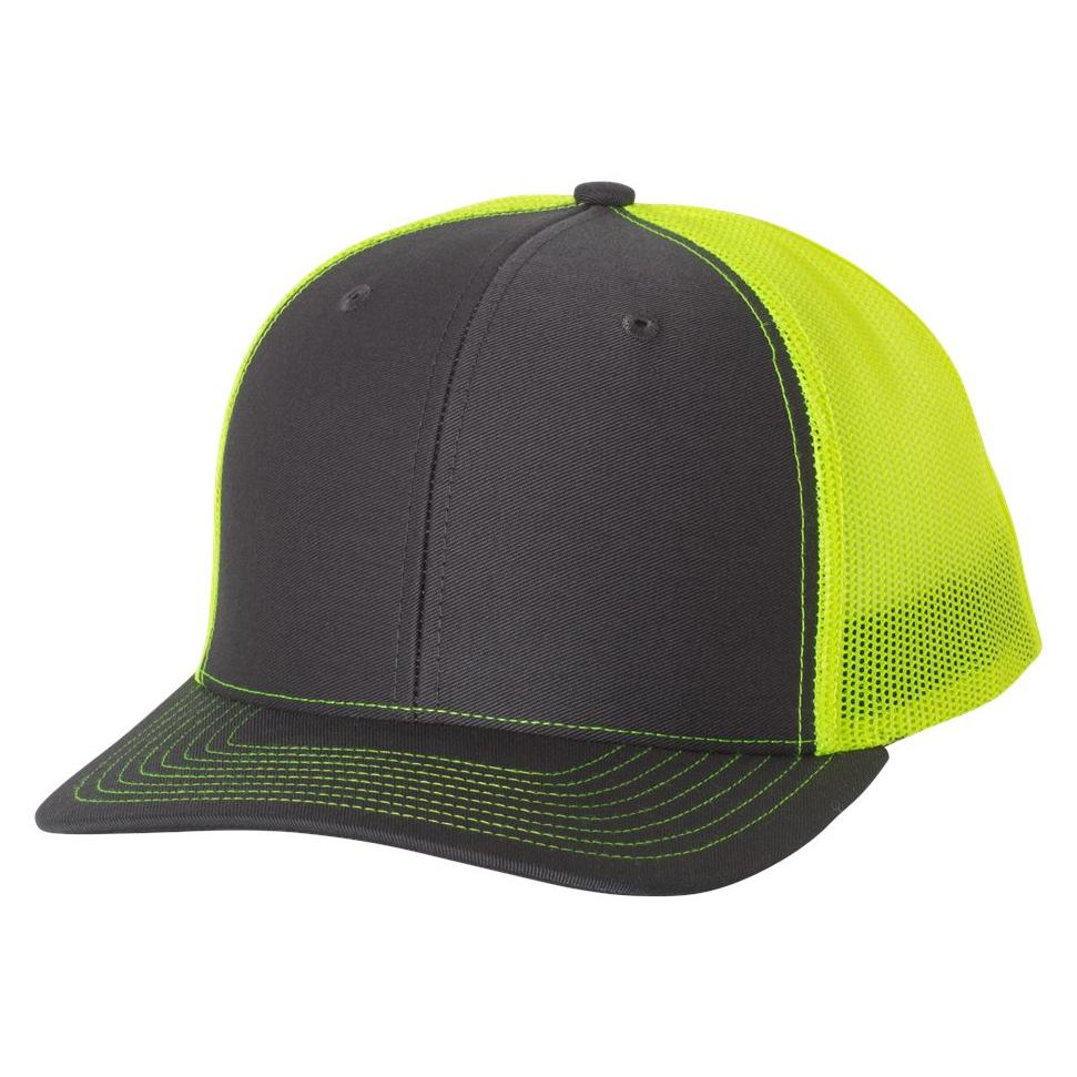 Richardson 112 Snapback Trucker Cap - Charcoal/Neon Yellow | Full Source