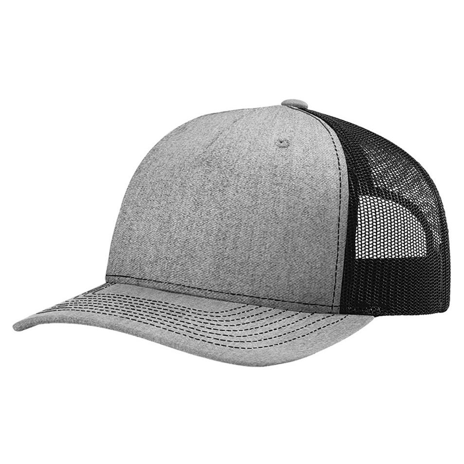 Richardson 112FP Snapback Trucker Cap - Heather Grey/Black | Full Source