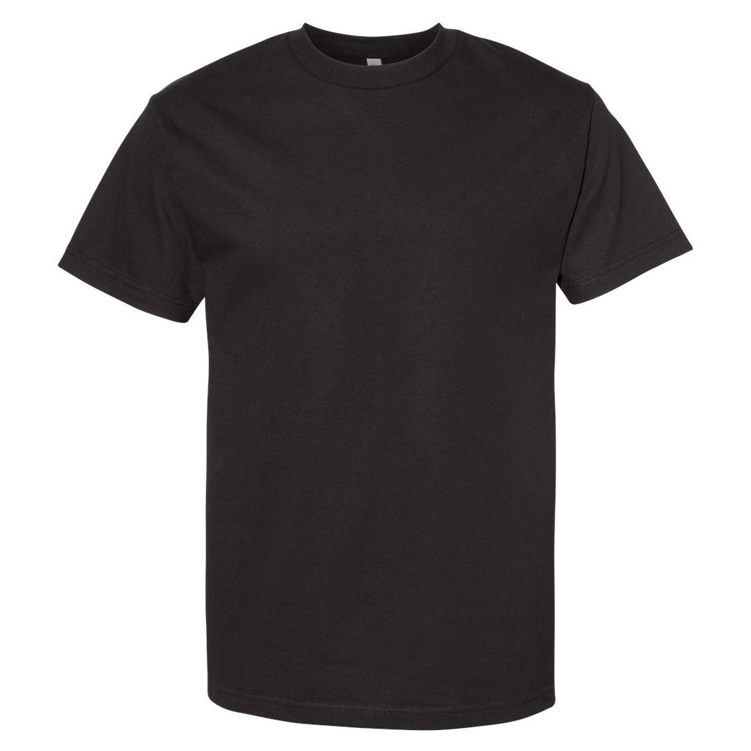 Alstyle 1301 Size Chart, Alstyle 1301 Classic T-shirt Size Guide, 1301  Black Mockup and Size Table 