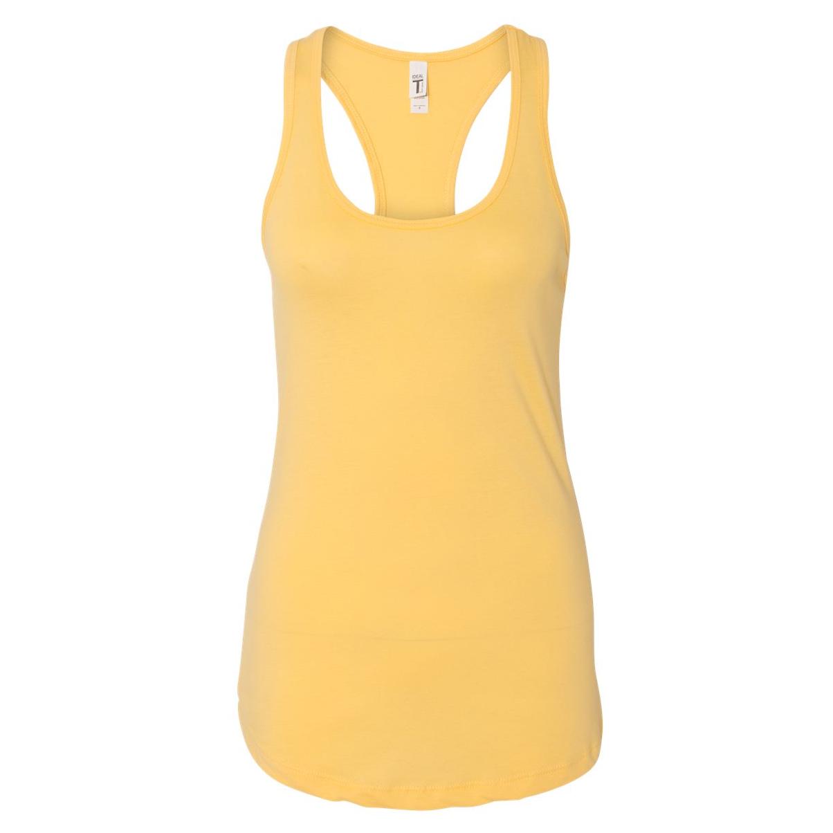 Next Level Apparel Women's Ideal Racerback Tank - 60% Cotton 40% Polyester, Banana Cream/Kelly Green