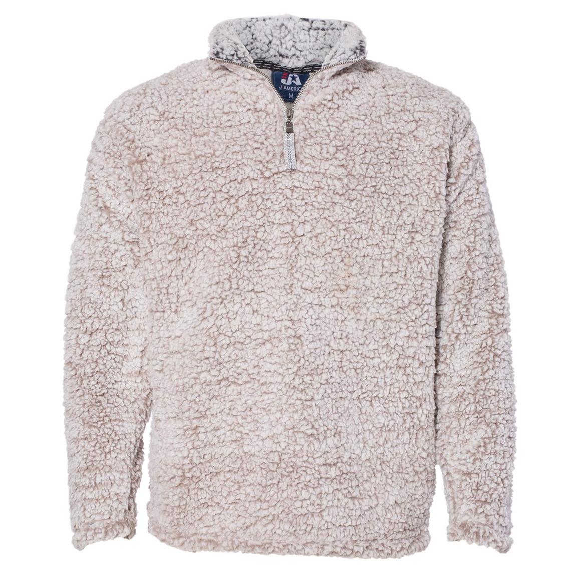 J. America 8454 Sherpa Quarter-Zip Pullover - Oatmeal Heather | Full Source