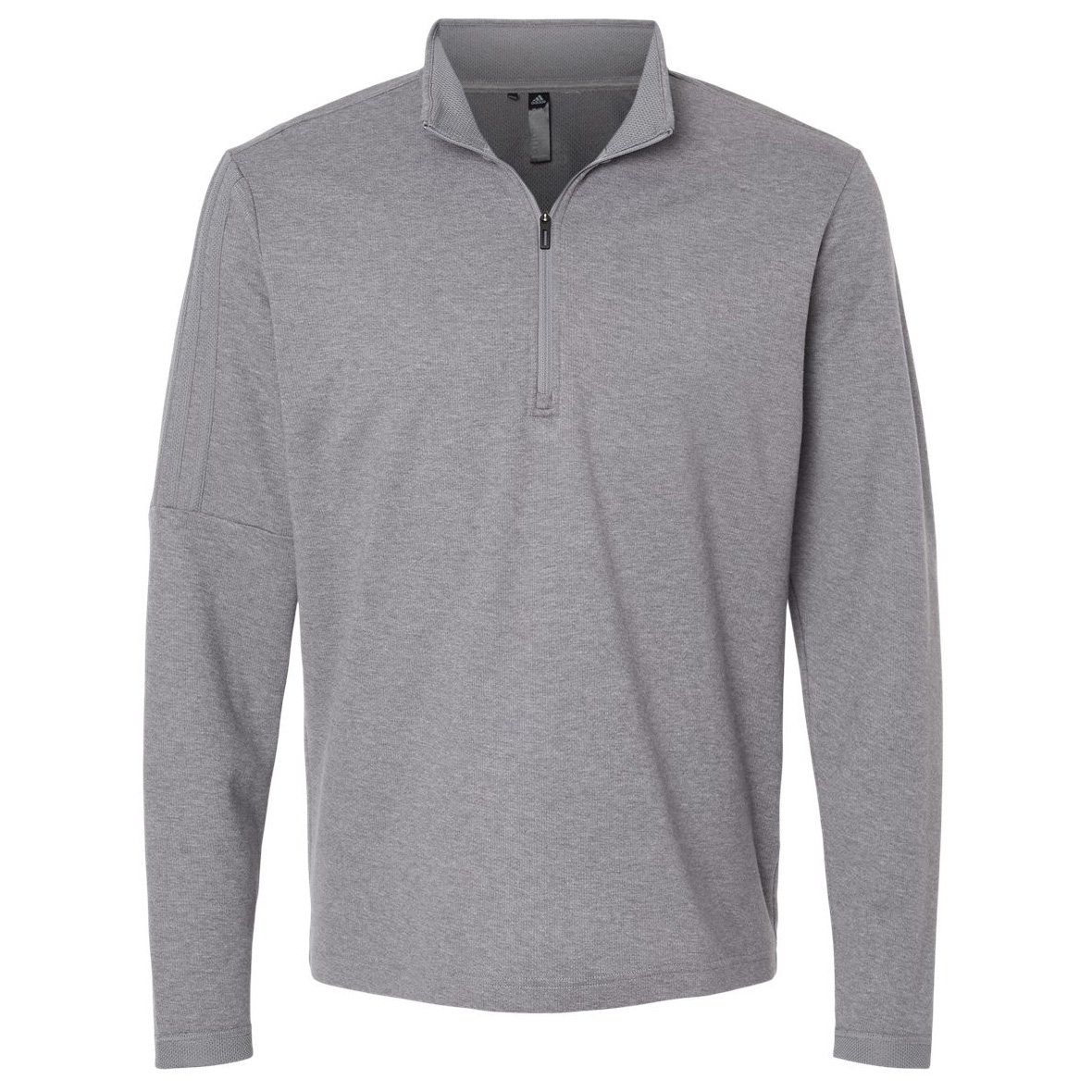 adidas A554 3-Stripes Quarter-Zip Sweater - Grey Three Melange