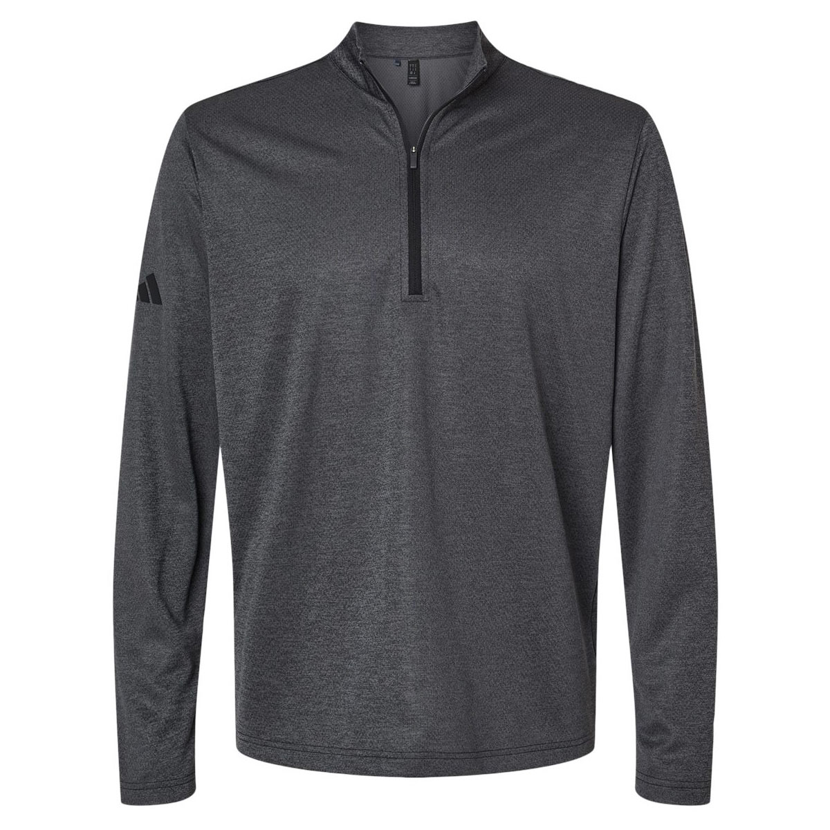 adidas A593 Space Dyed Quarter-Zip Pullover - Black Melange | Full