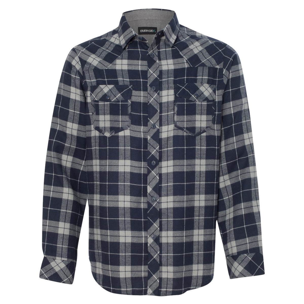 Burnside 8210 Yarn-Dyed Long Sleeve Flannel Shirt - Navy/Grey