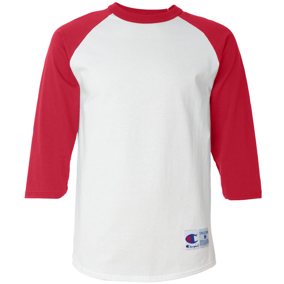 Champion T137 ThreeQuarter Raglan Sleeve Baseball TShirt White