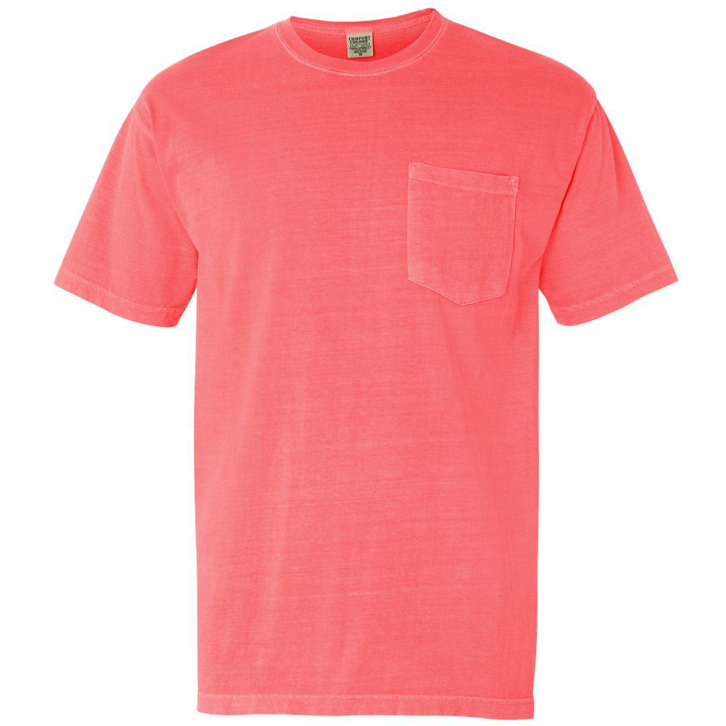 Comfort Colors 6030 Garment-Dyed Heavyweight Pocket T-Shirt - Neon Red