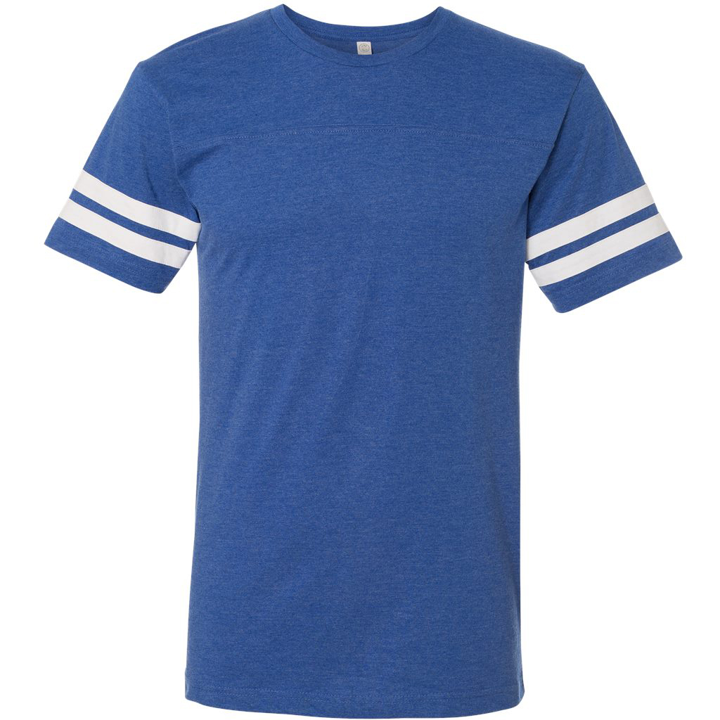 Lat Adult Vintage Football T-Shirt – Fine Jersey Tee With Contrast Sleeves (Large)
