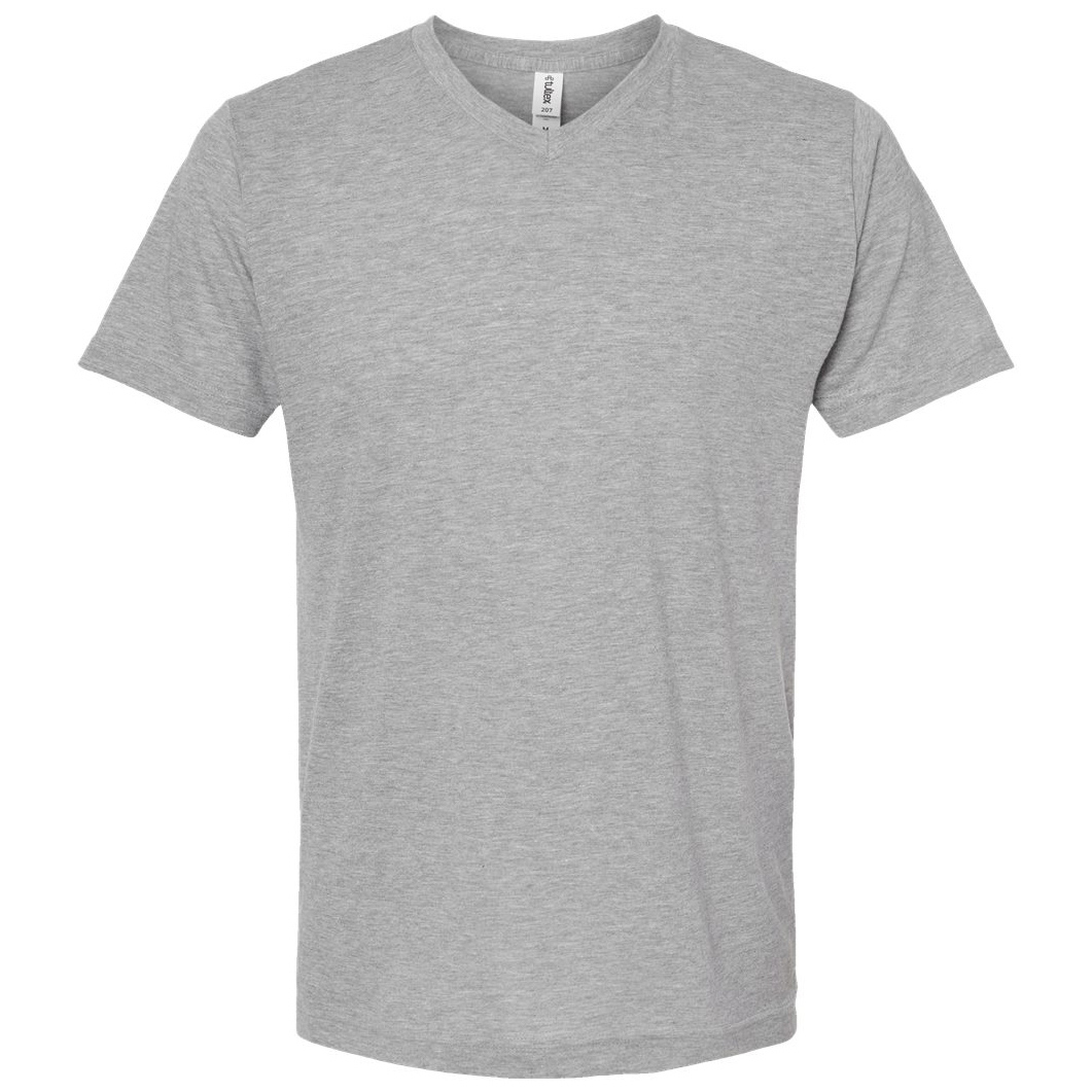 Tultex 207 Unisex Poly-Rich V-Neck T-Shirt - Heather Grey | Full Source