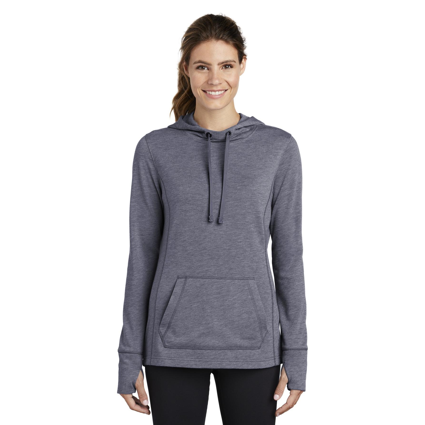 Sport-Tek LST296 Ladies PosiCharge Tri-Blend Wicking Fleece Hooded ...