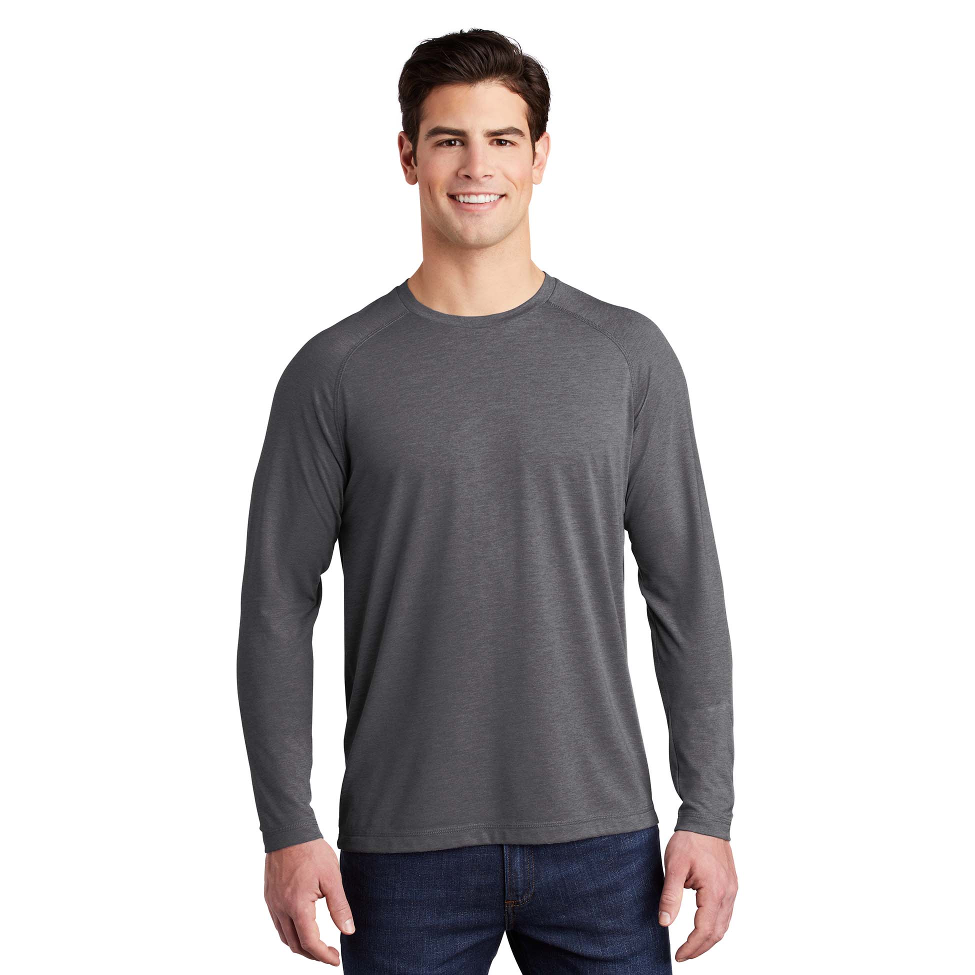 Youth Heathered Gray/Heathered Blue St. Louis Blues Square Up Raglan  Tri-Blend Long Sleeve T