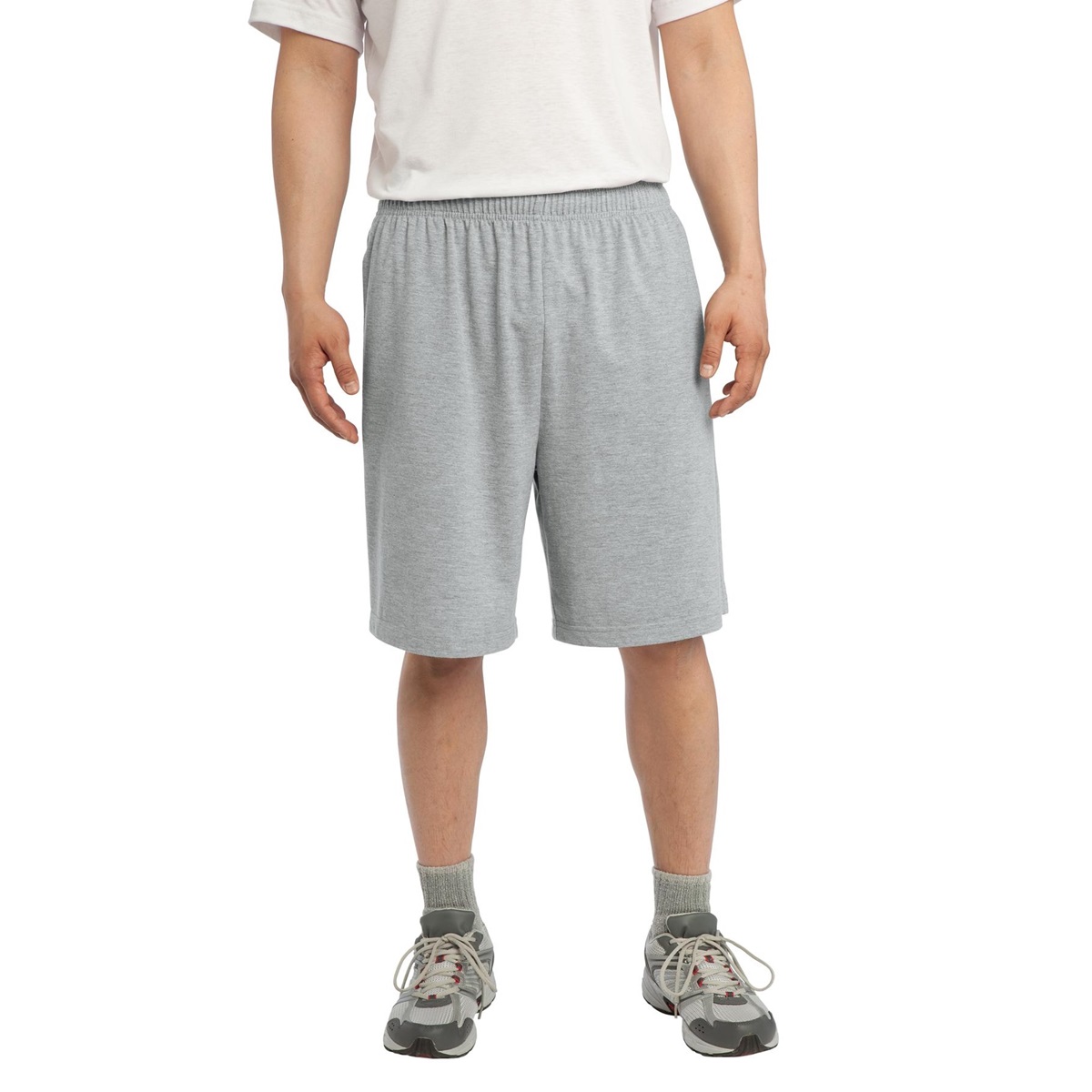 Sport-Tek ST310 Jersey Knit Shorts with Pockets - Heather Grey | Full ...