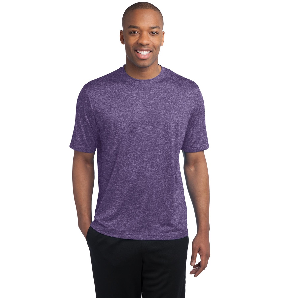 ⭐︎Heather⭐︎ Sport-Tek ST360 Heather Contender Tee - Graphite Heather | Full Source