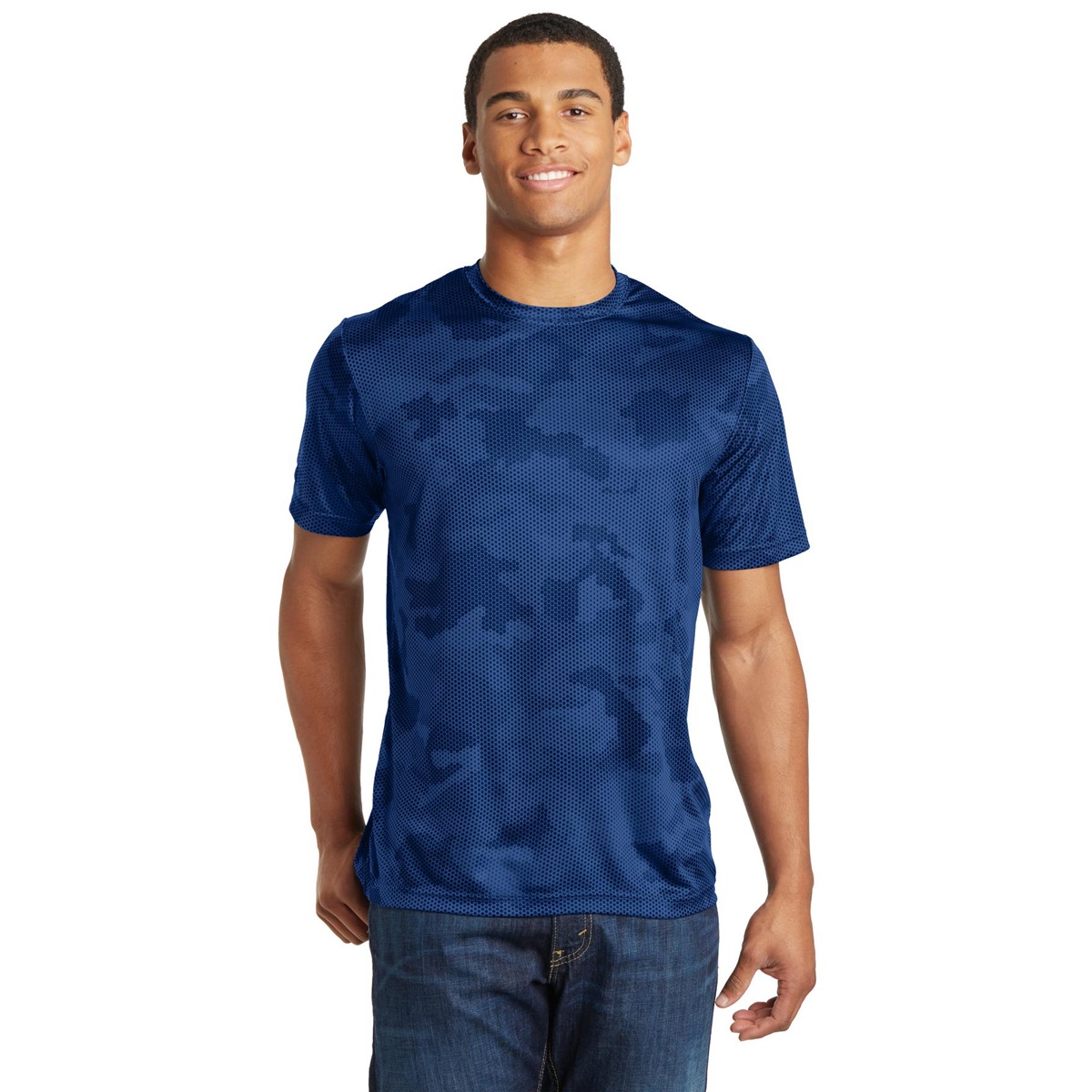 Sport-Tek ST370 CamoHex Tee - True Royal | Full Source