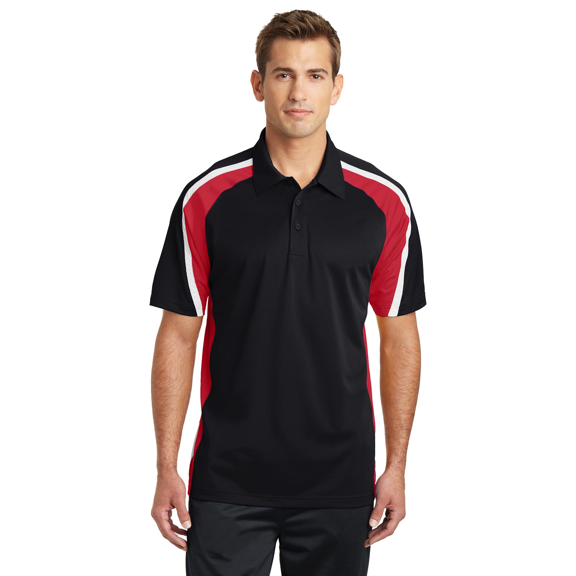 Sport-Tek ST654 Tricolor Micropique Sport-Wick Polo - Black/True