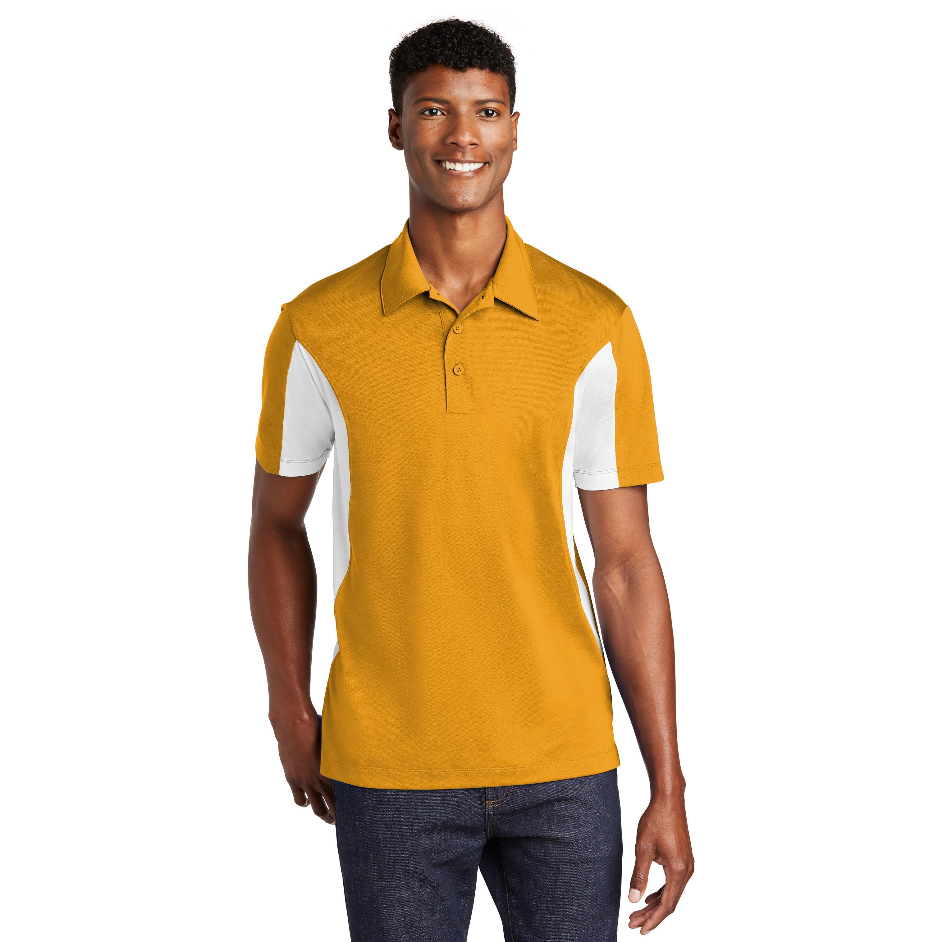 Sport-Tek ST655 Side Blocked Micropique Sport-Wick Polo - Gold/White ...