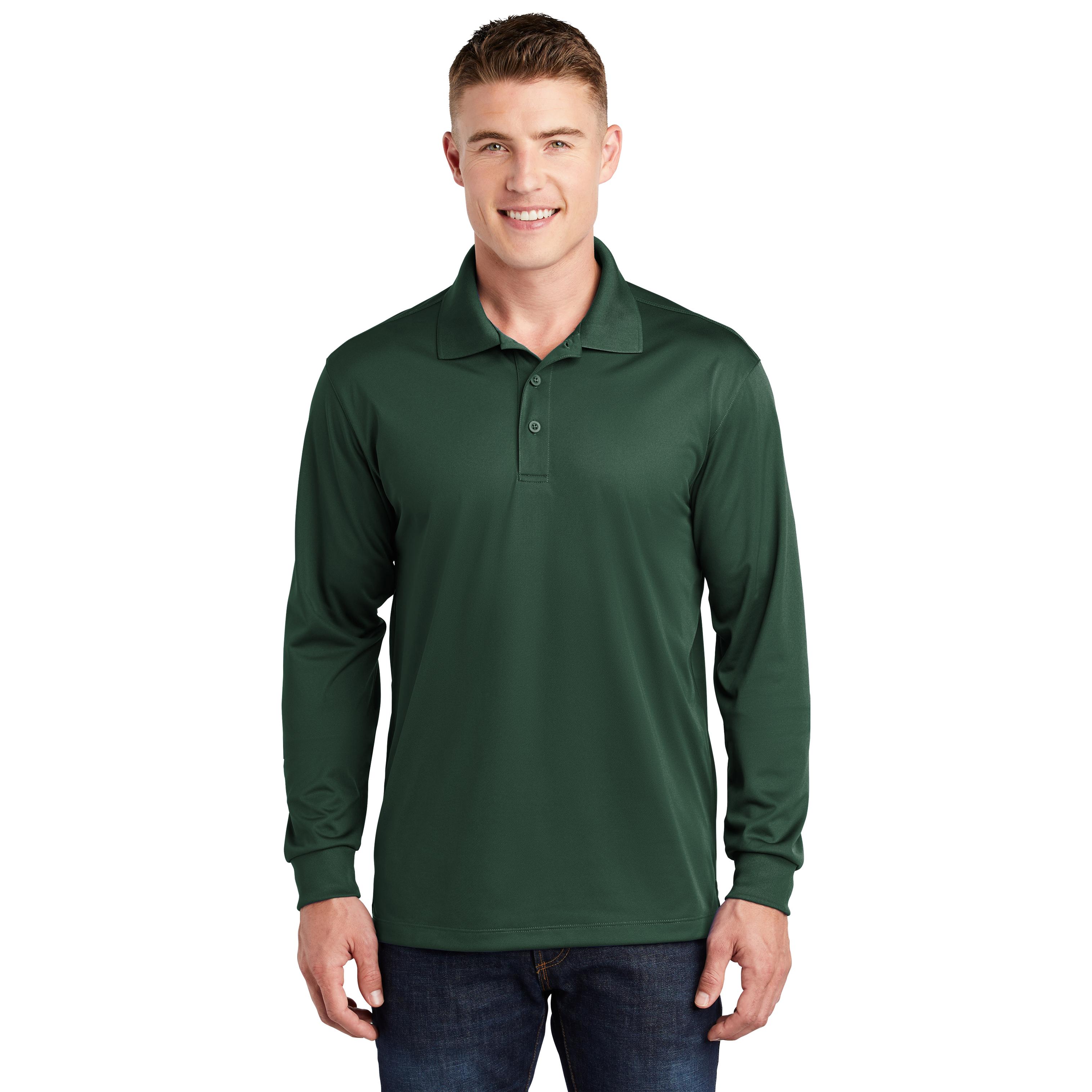 Sport-Tek ST657 Long Sleeve Micropique Sport-Wick Polo - Forest Green ...