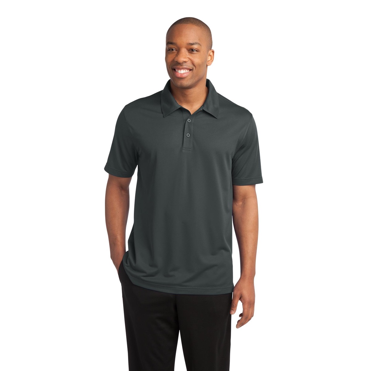 Sport-Tek ST690 PosiCharge Active Textured Polo - Iron Grey | Full